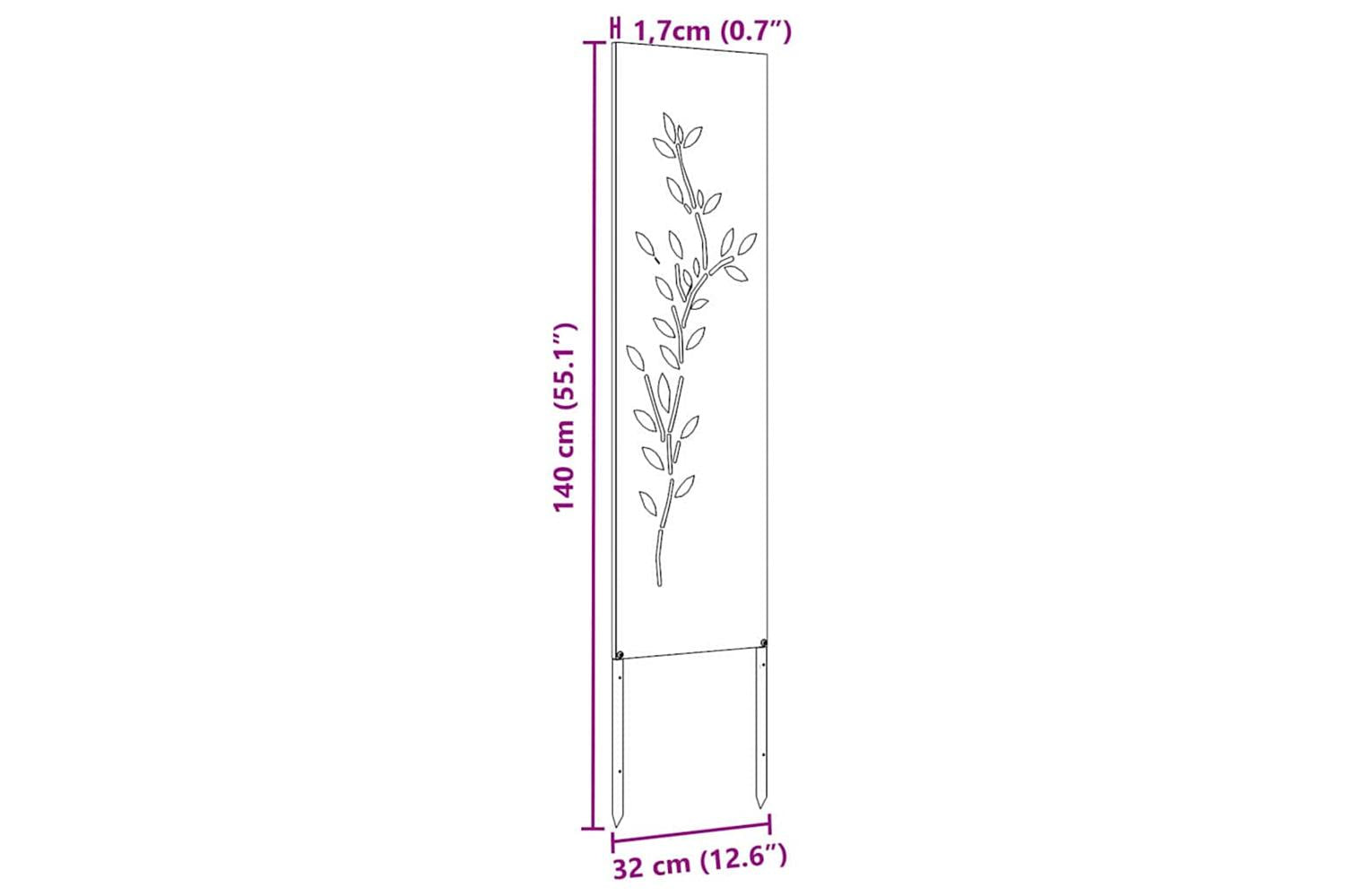 Garden Privacy Screen Black 32 X140cm Cold-rolled Steel-10