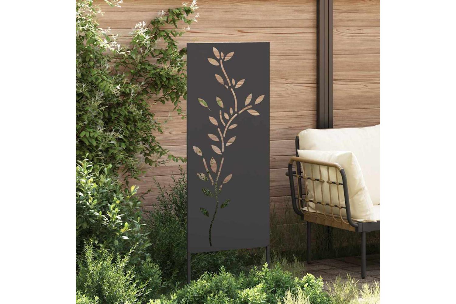 Garden Privacy Screen Black 50 X140cm Cold-rolled Steel-3