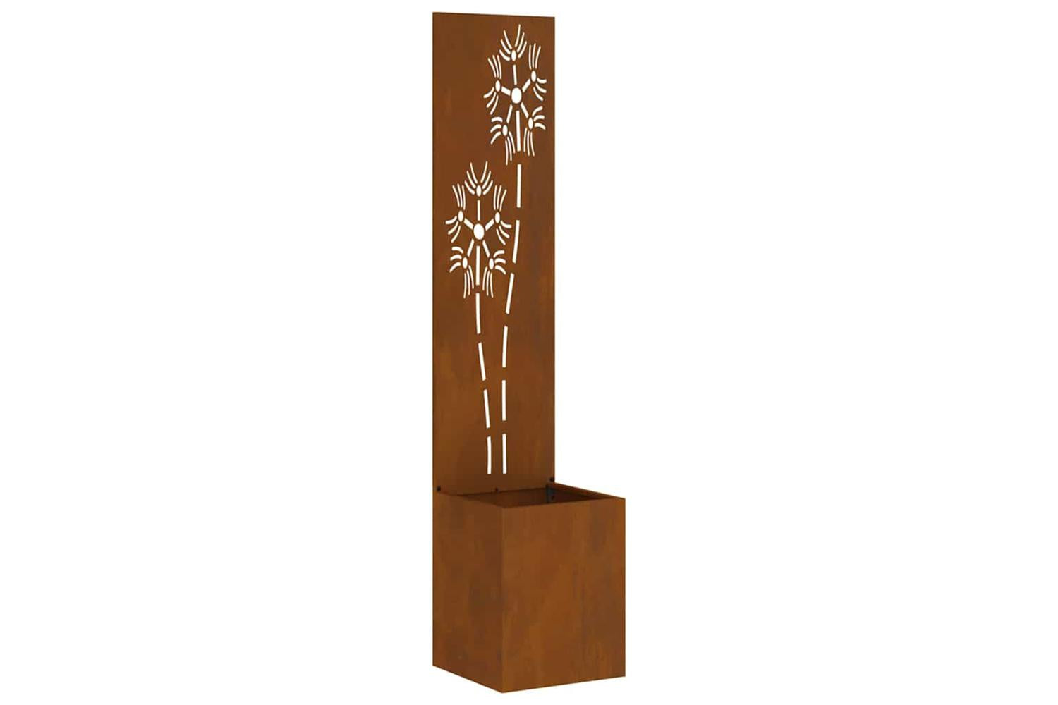 Garden Privacy Screen Floral Rusty 32 X 140 Cm Weathering Steel-2