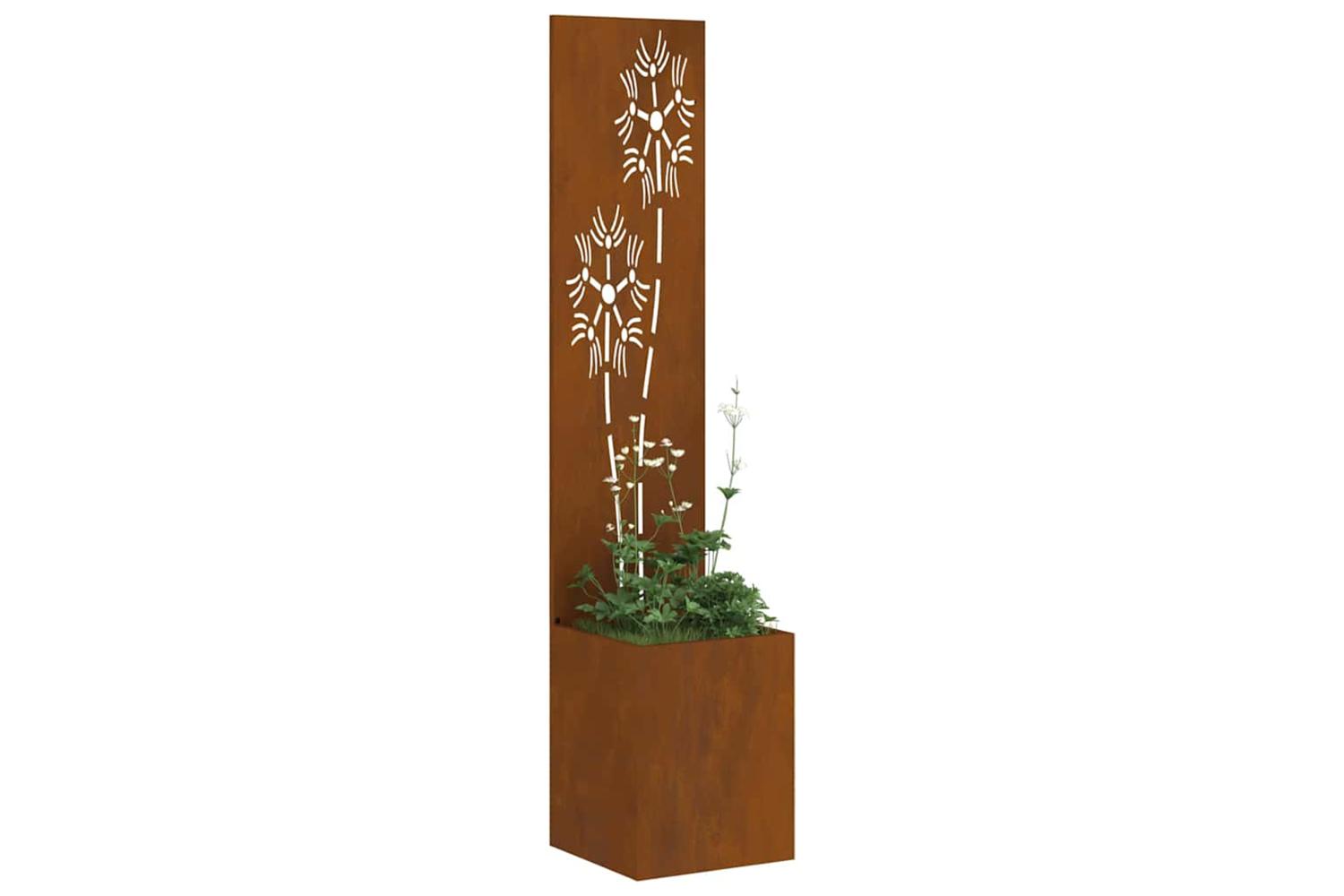 Garden Privacy Screen Floral Rusty 32 X 140 Cm Weathering Steel-3