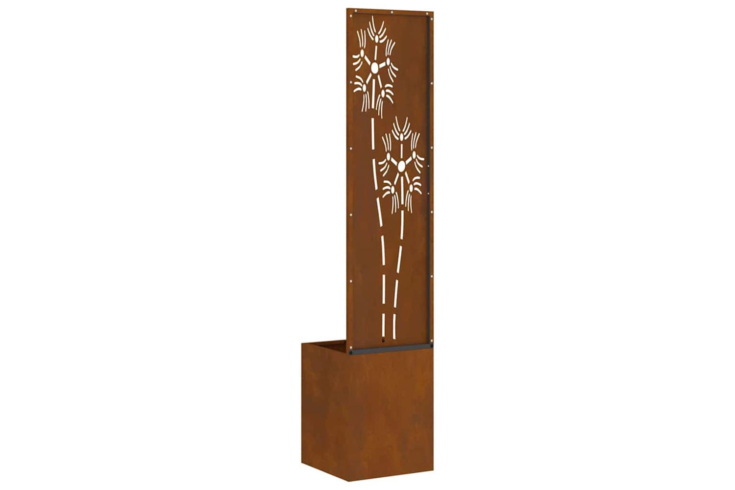 Garden Privacy Screen Floral Rusty 32 X 140 Cm Weathering Steel-8