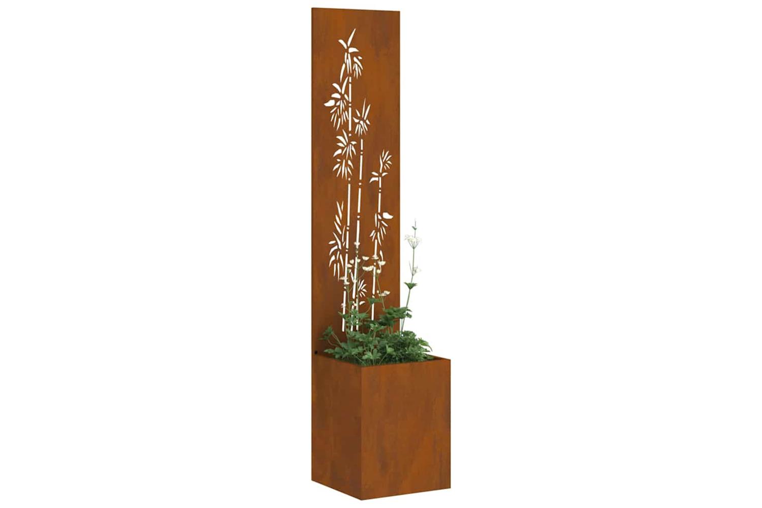 Garden Privacy Screen Floral Rusty 32 X 140 Cm Weathering Steel-3