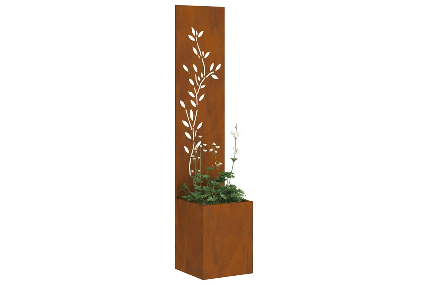 Garden Privacy Screen Floral Rusty 32 X 140 Cm Weathering Steel-3