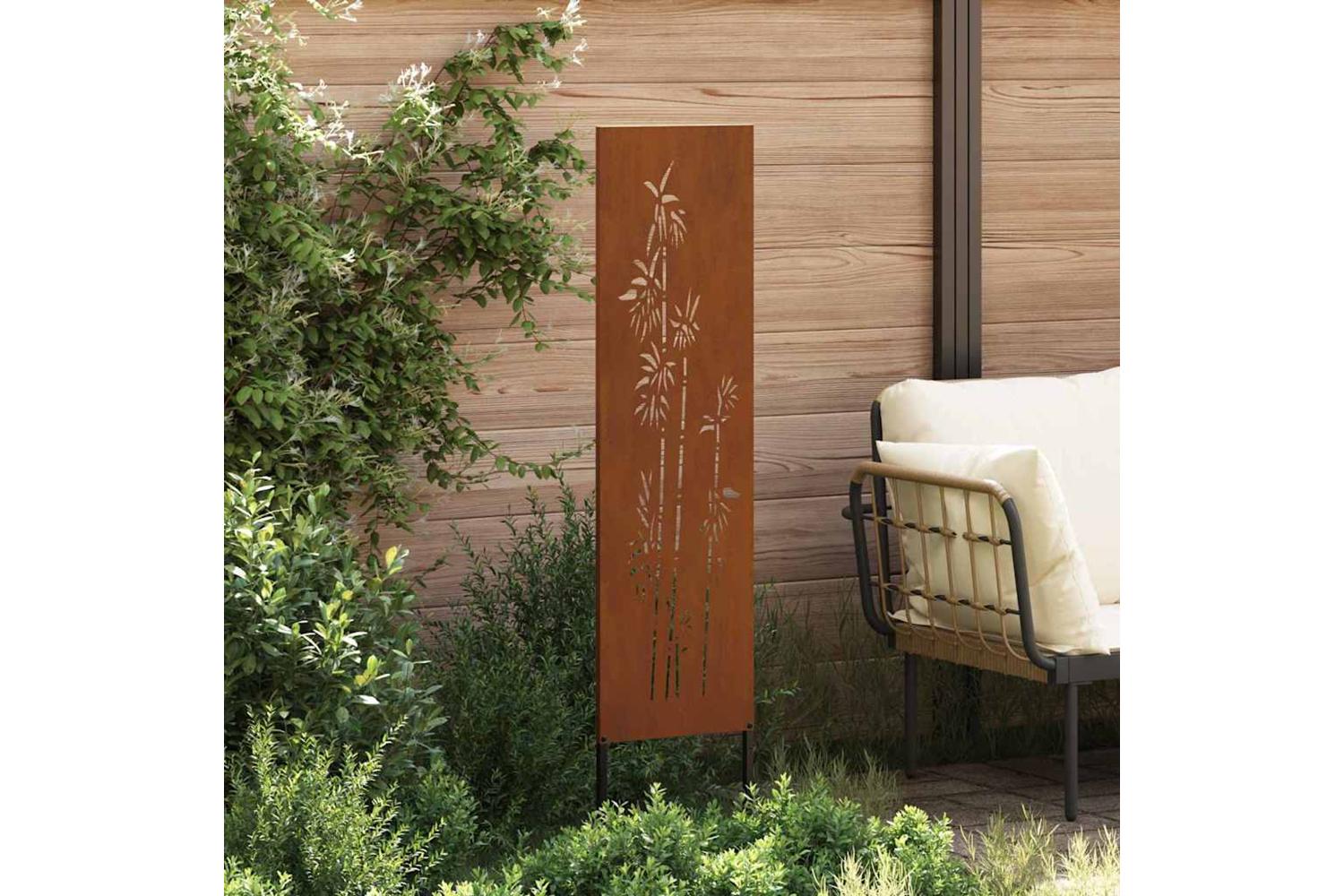 Garden Privacy Screen Floral Rusty 32 X140cm Weathering Steel-3