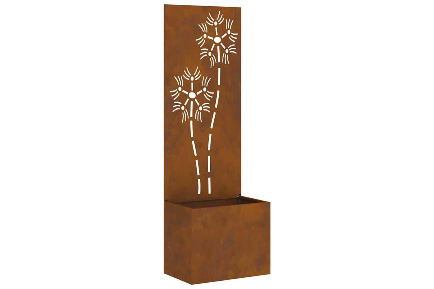 Garden Privacy Screen Floral Rusty 50 X 140 Cm Weathering Steel-2
