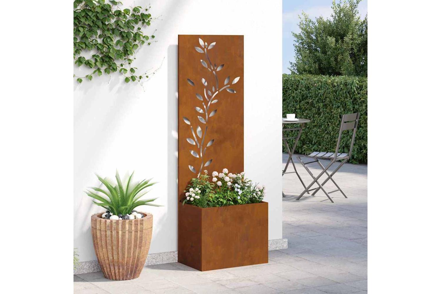 Garden Privacy Screen Floral Rusty 50 X 140 Cm Weathering Steel-4