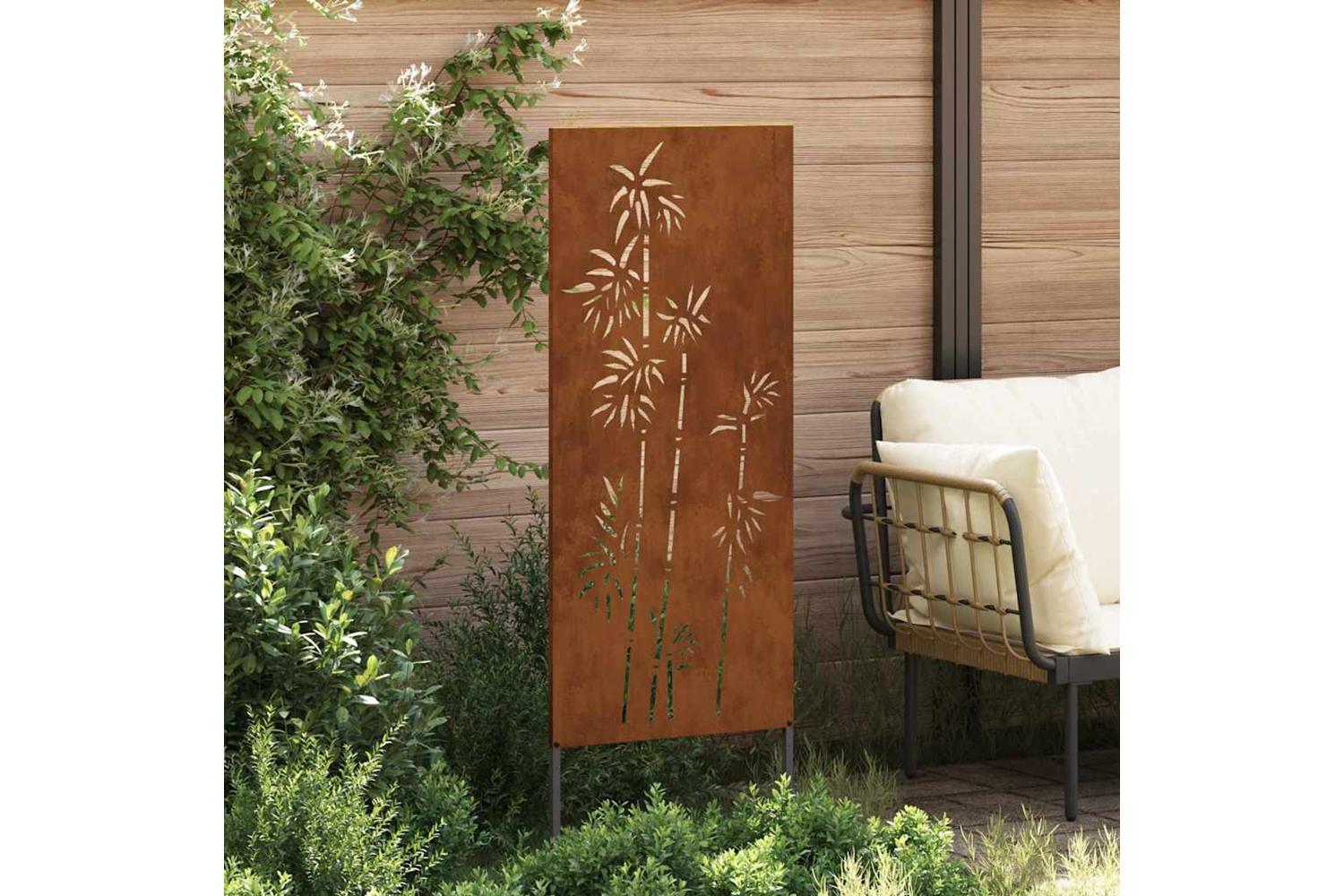 Garden Privacy Screen Floral Rusty 50 X140cm Weathering Steel-3