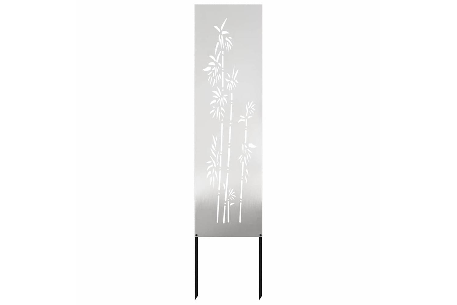 Garden Privacy Screen Floral Silver 32 X140cm Stainless Steel-2