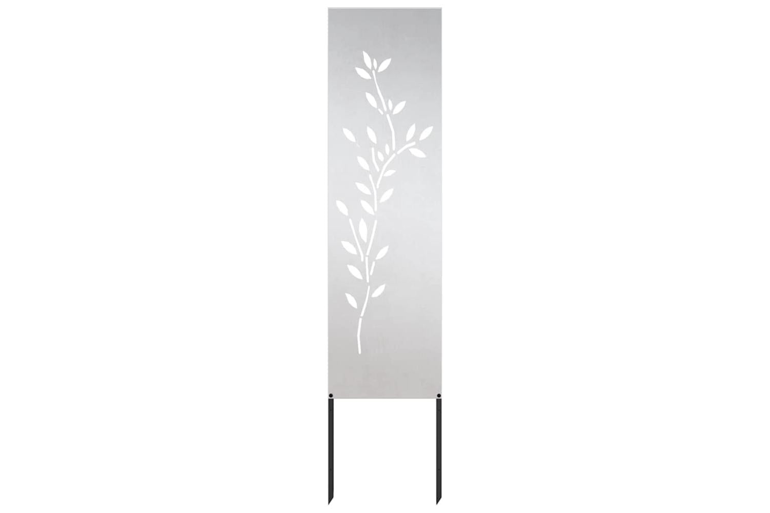 Garden Privacy Screen Floral Silver 32 X140cm Stainless Steel-2