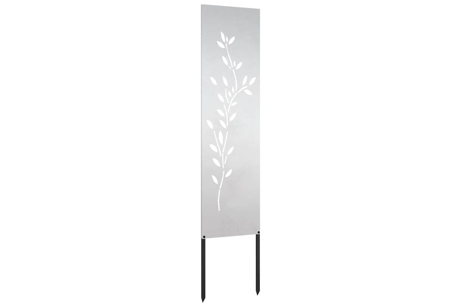 Garden Privacy Screen Floral Silver 32 X140cm Stainless Steel-4