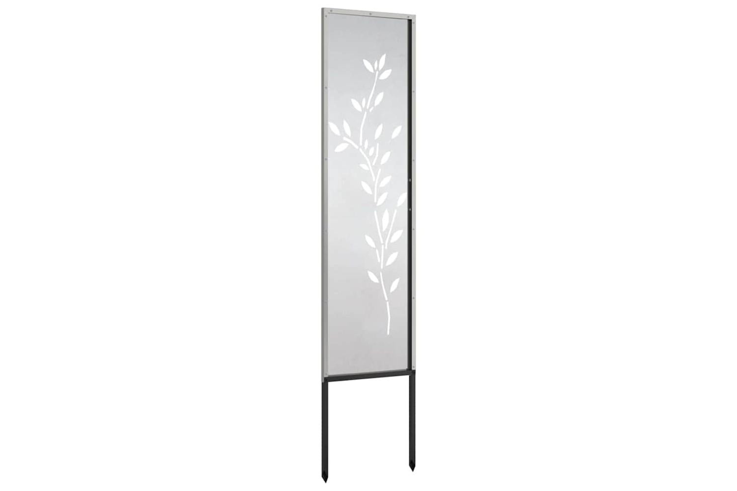 Garden Privacy Screen Floral Silver 32 X140cm Stainless Steel-5