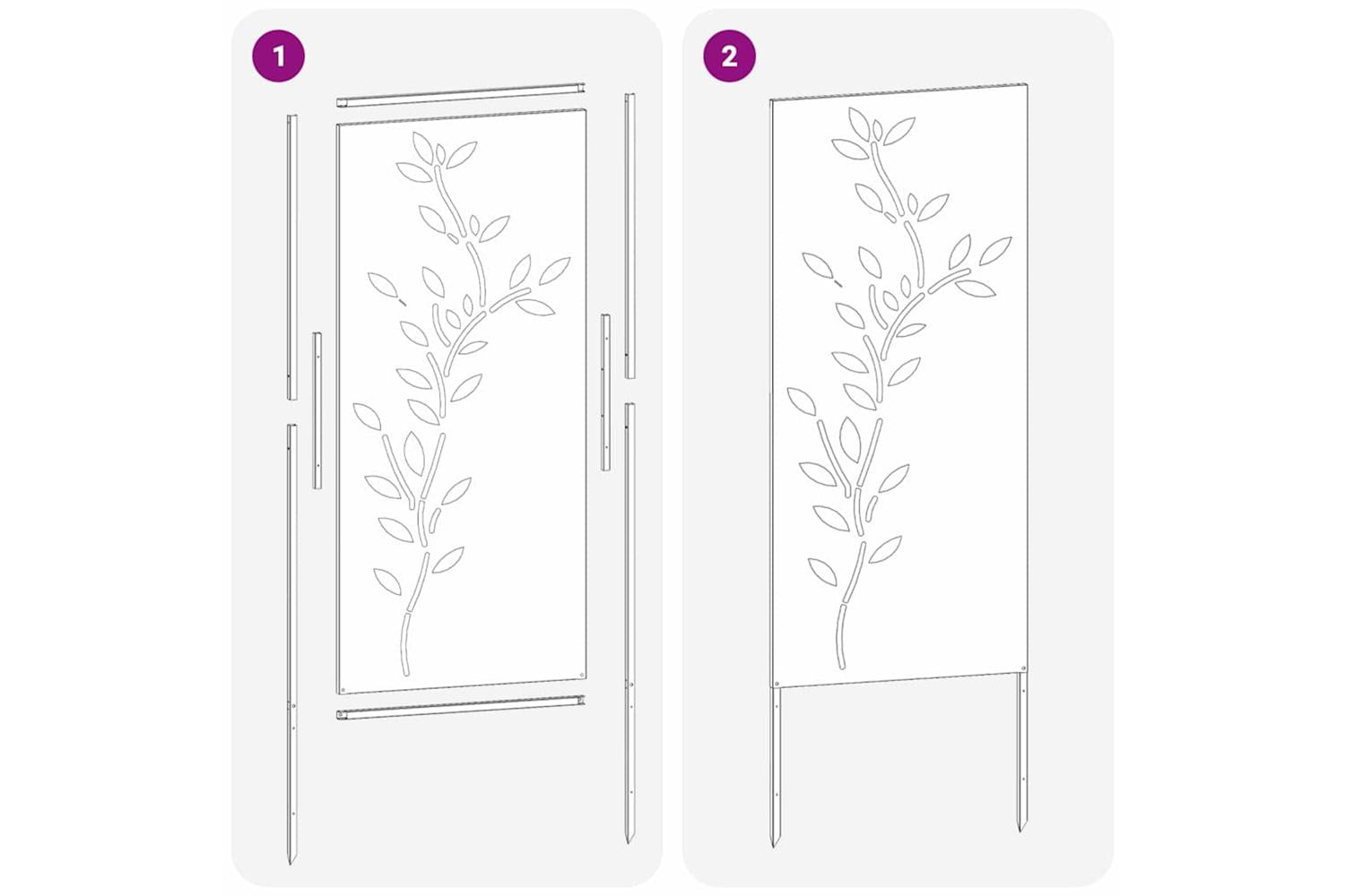 Garden Privacy Screen Floral Silver 50 X140cm Stainless Steel-8