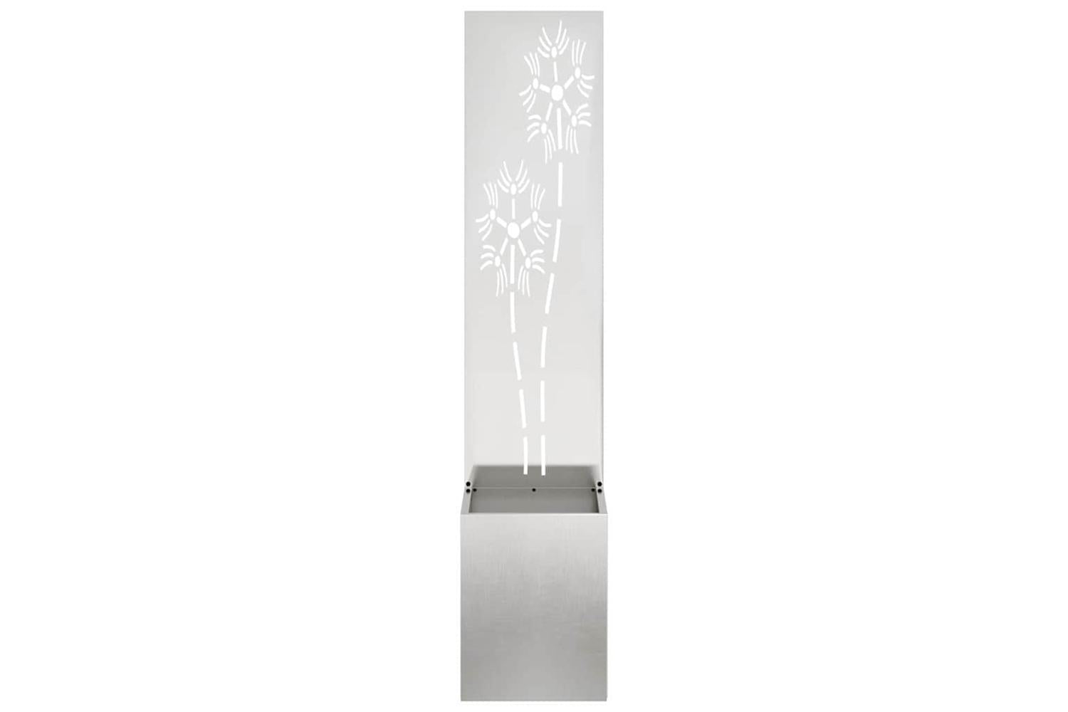 Garden Privacy Screen Floral Sliver 32 X 140 Cm Stainless Steel-5