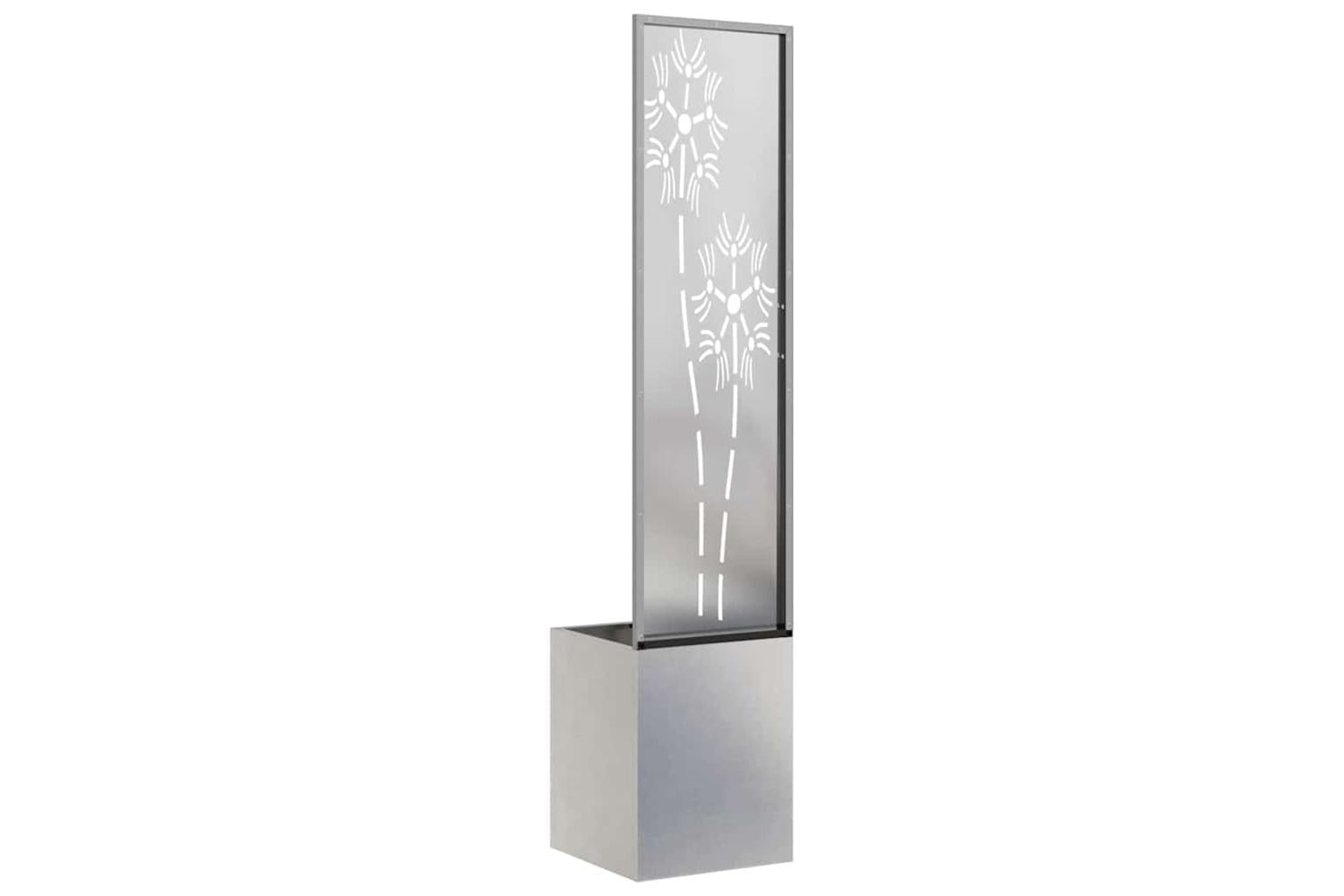 Garden Privacy Screen Floral Sliver 32 X 140 Cm Stainless Steel-7