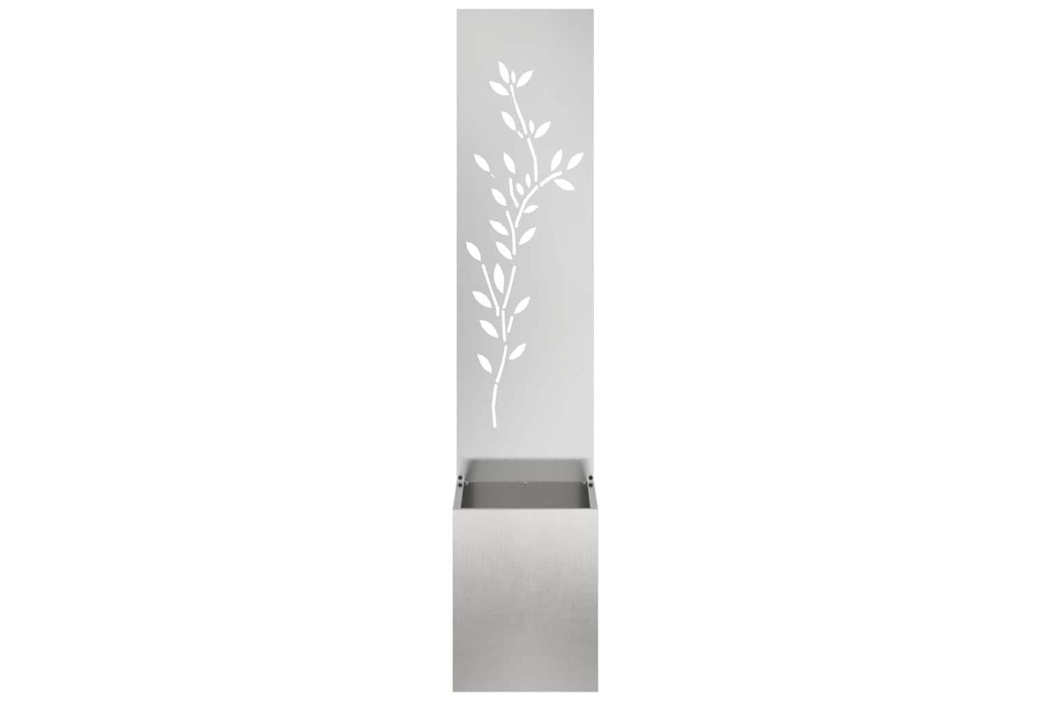 Garden Privacy Screen Floral Sliver 32 X 140 Cm Stainless Steel-5