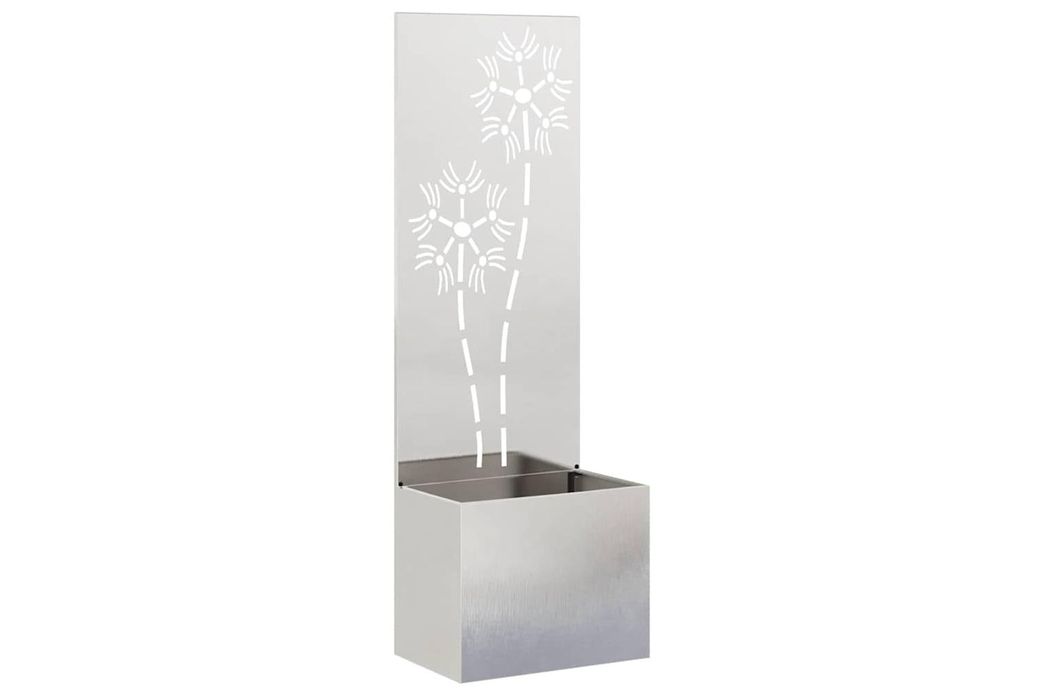 Garden Privacy Screen Floral Sliver 50 X 140 Cm Stainless Steel