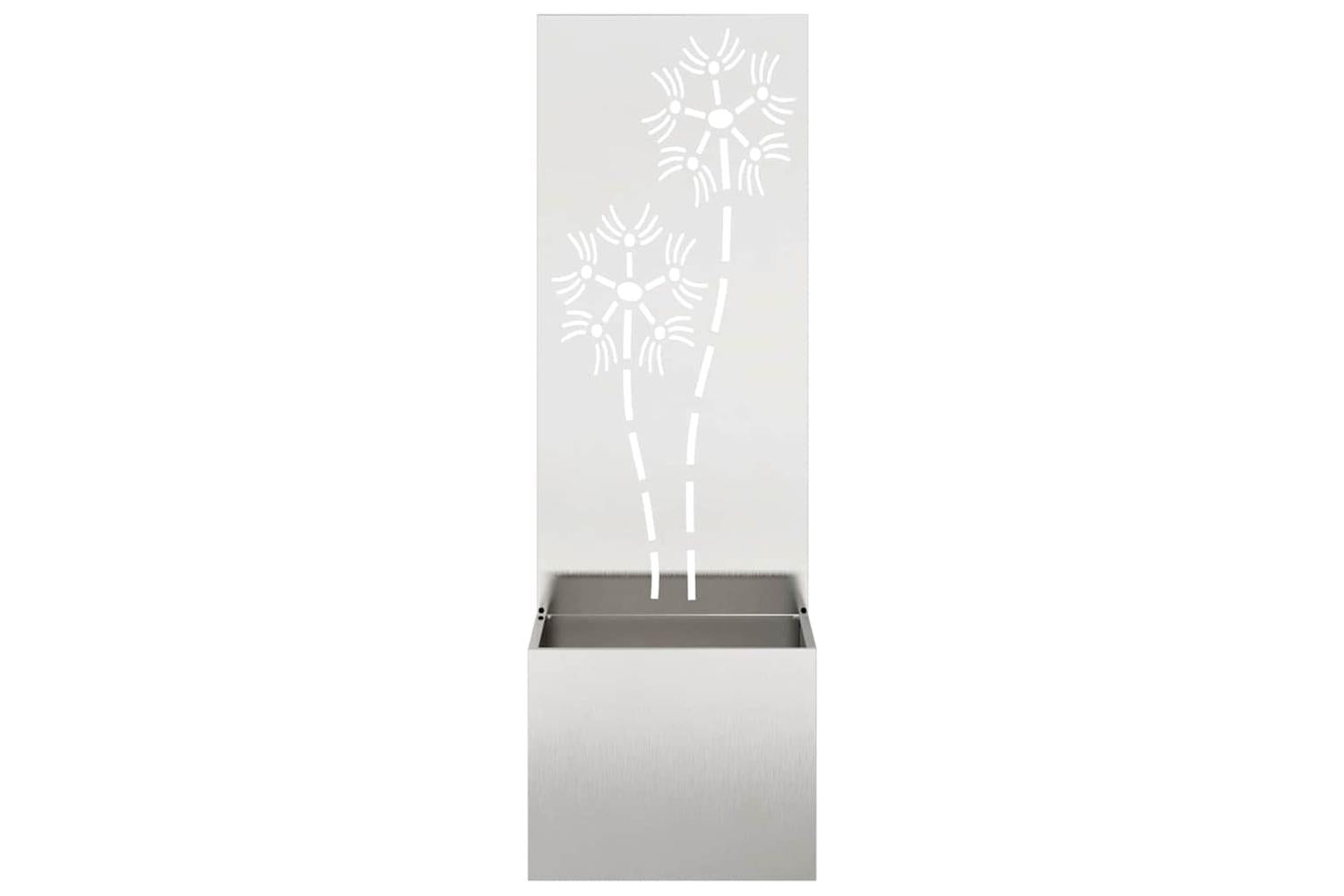 Garden Privacy Screen Floral Sliver 50 X 140 Cm Stainless Steel-5