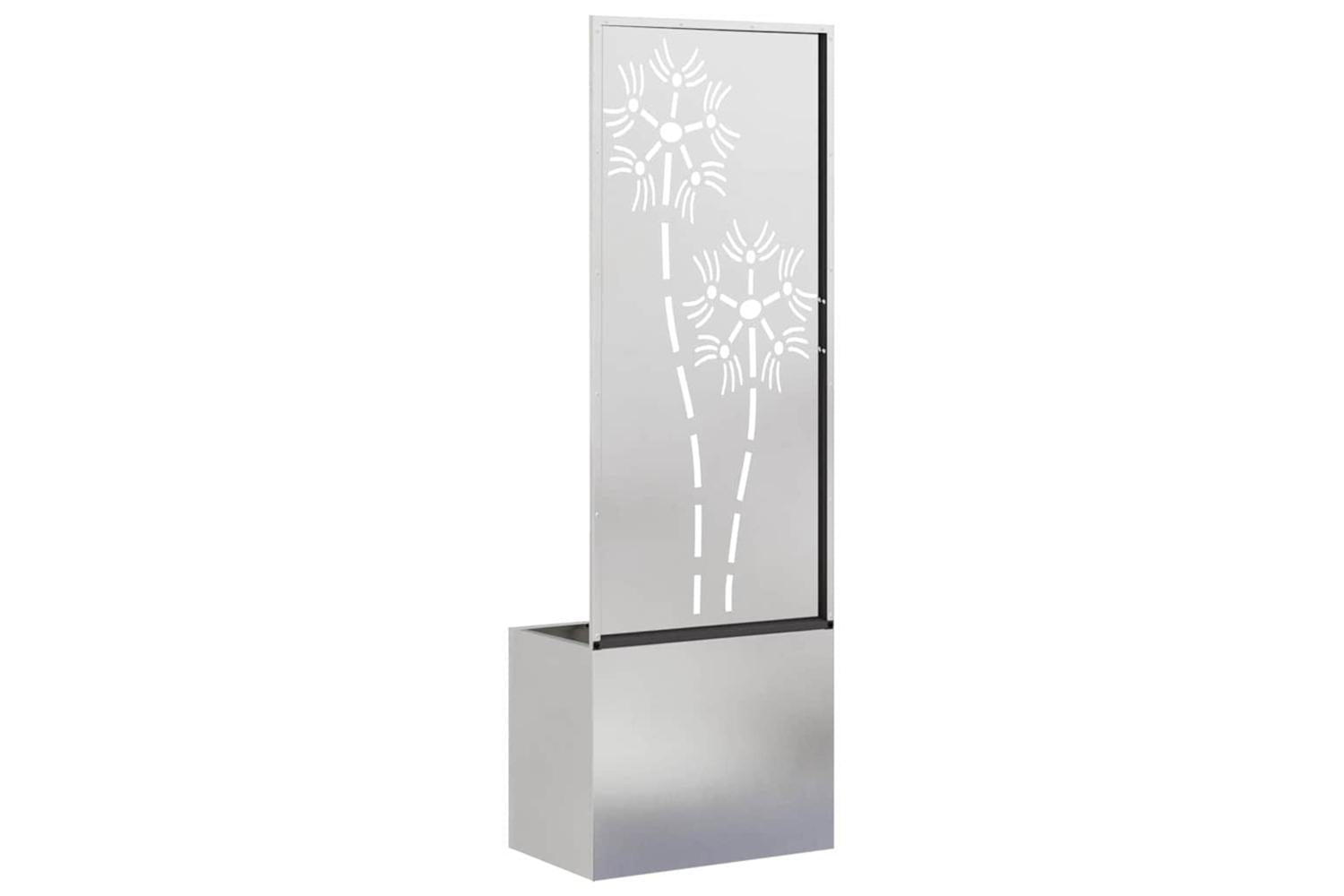 Garden Privacy Screen Floral Sliver 50 X 140 Cm Stainless Steel-7