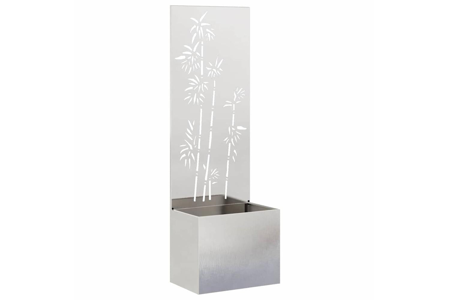 Garden Privacy Screen Floral Sliver 50 X 140 Cm Stainless Steel-2