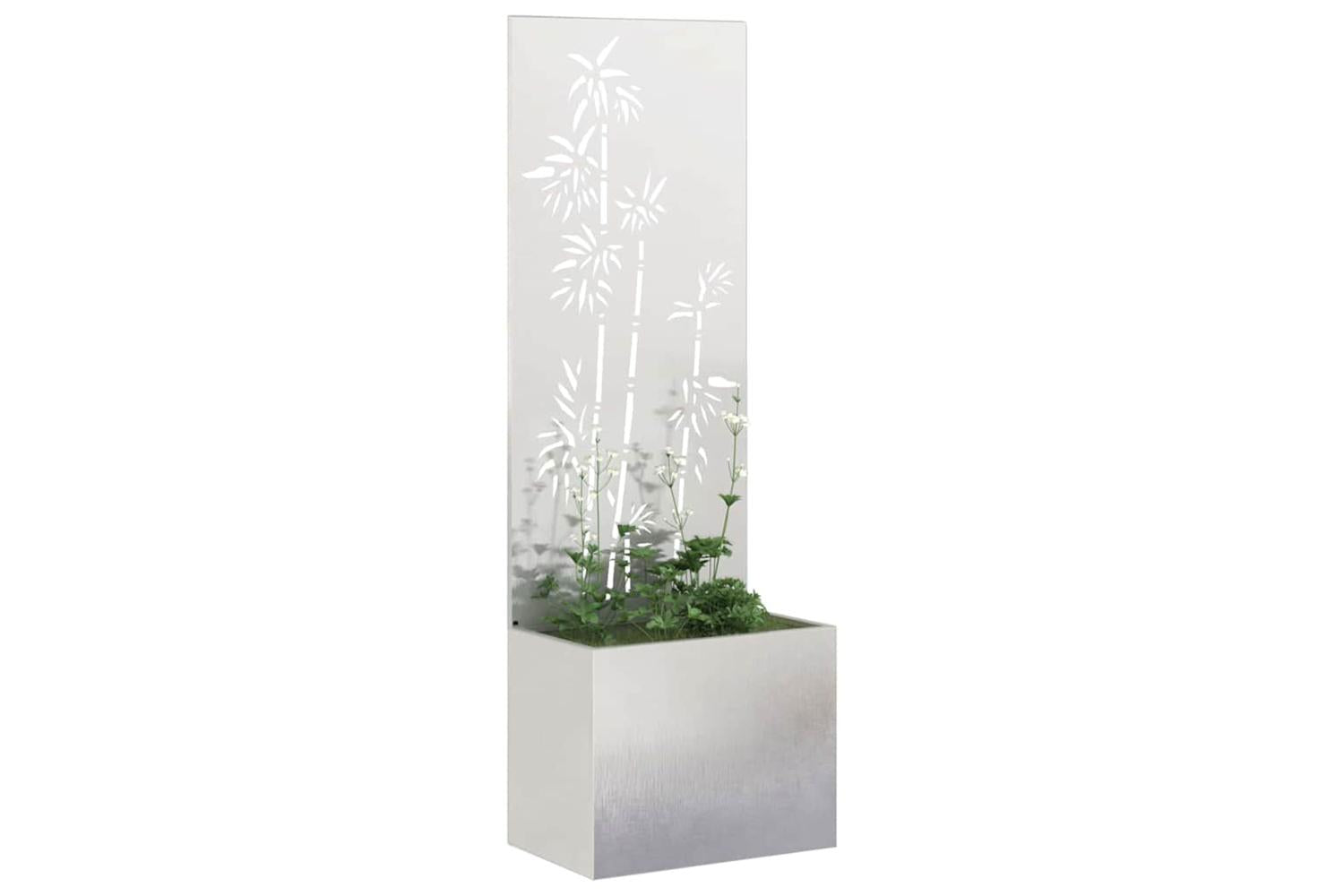 Garden Privacy Screen Floral Sliver 50 X 140 Cm Stainless Steel-3