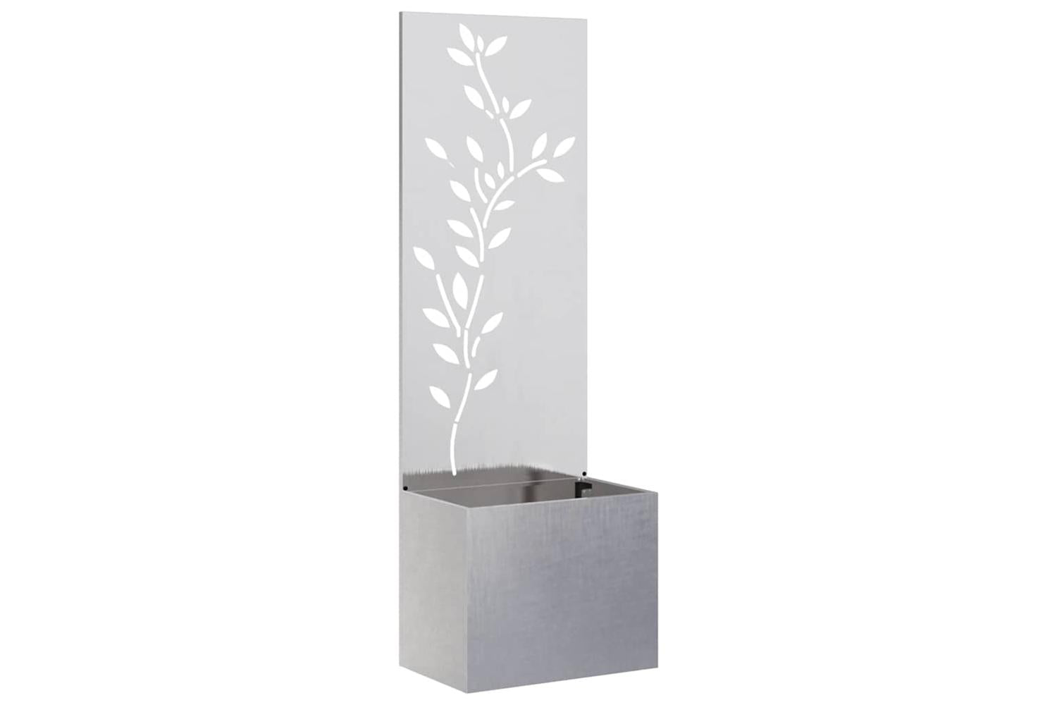 Garden Privacy Screen Floral Sliver 50 X 140 Cm Stainless Steel-2