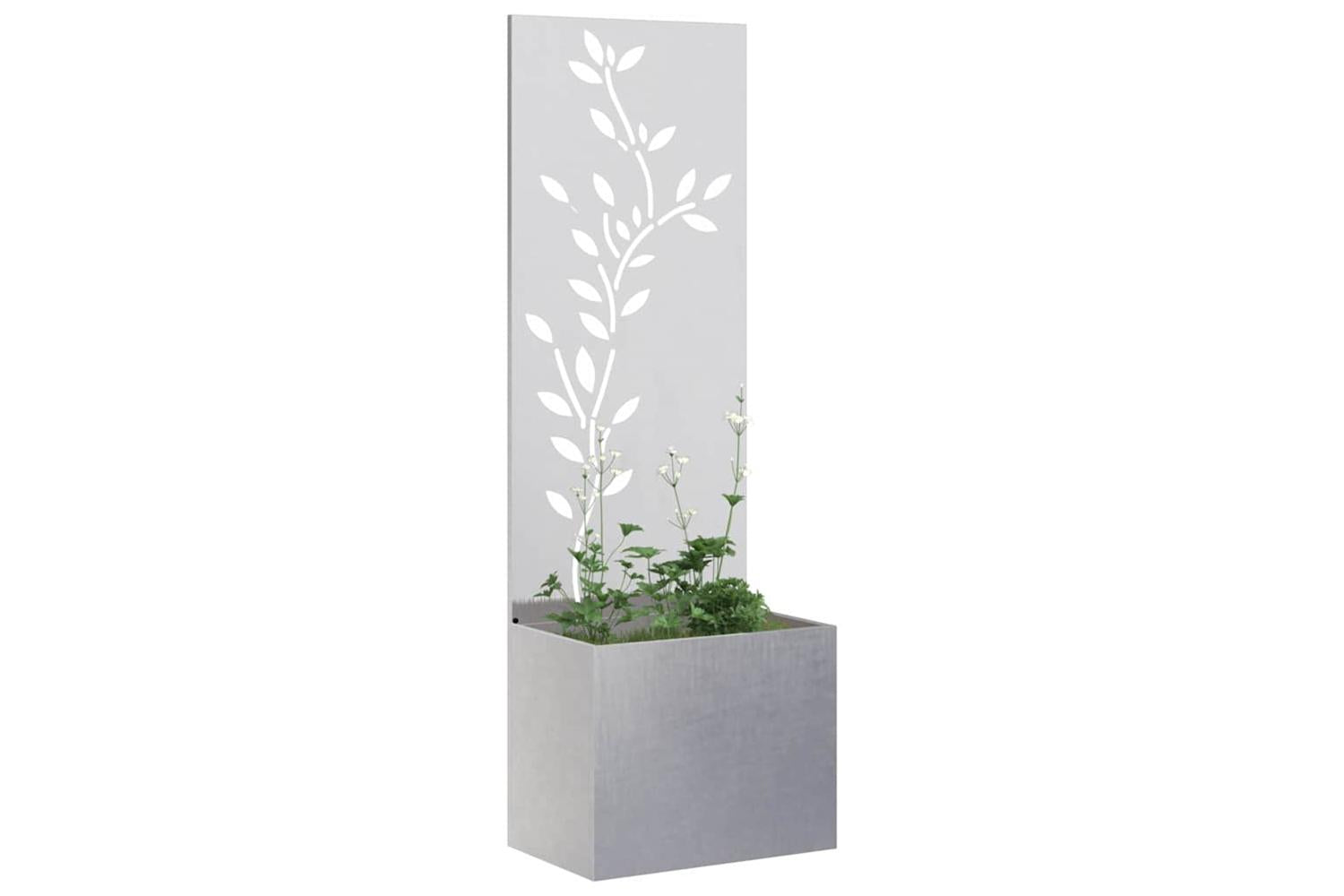 Garden Privacy Screen Floral Sliver 50 X 140 Cm Stainless Steel-3