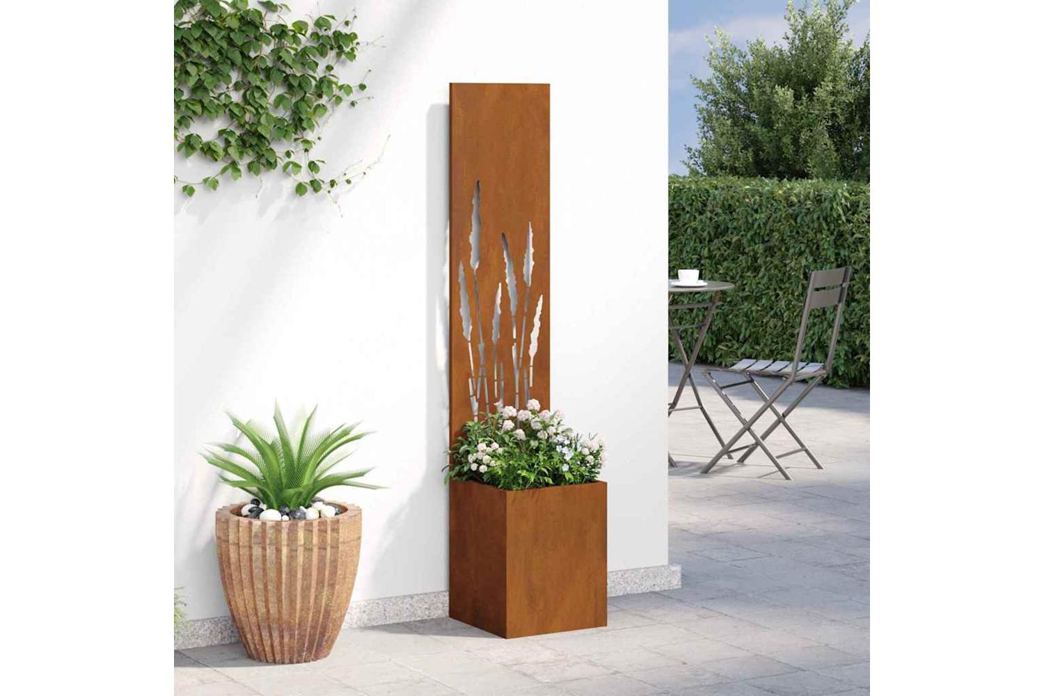 Garden Privacy Screen Rusty 32 X 140 Cm Weathering Steel-4