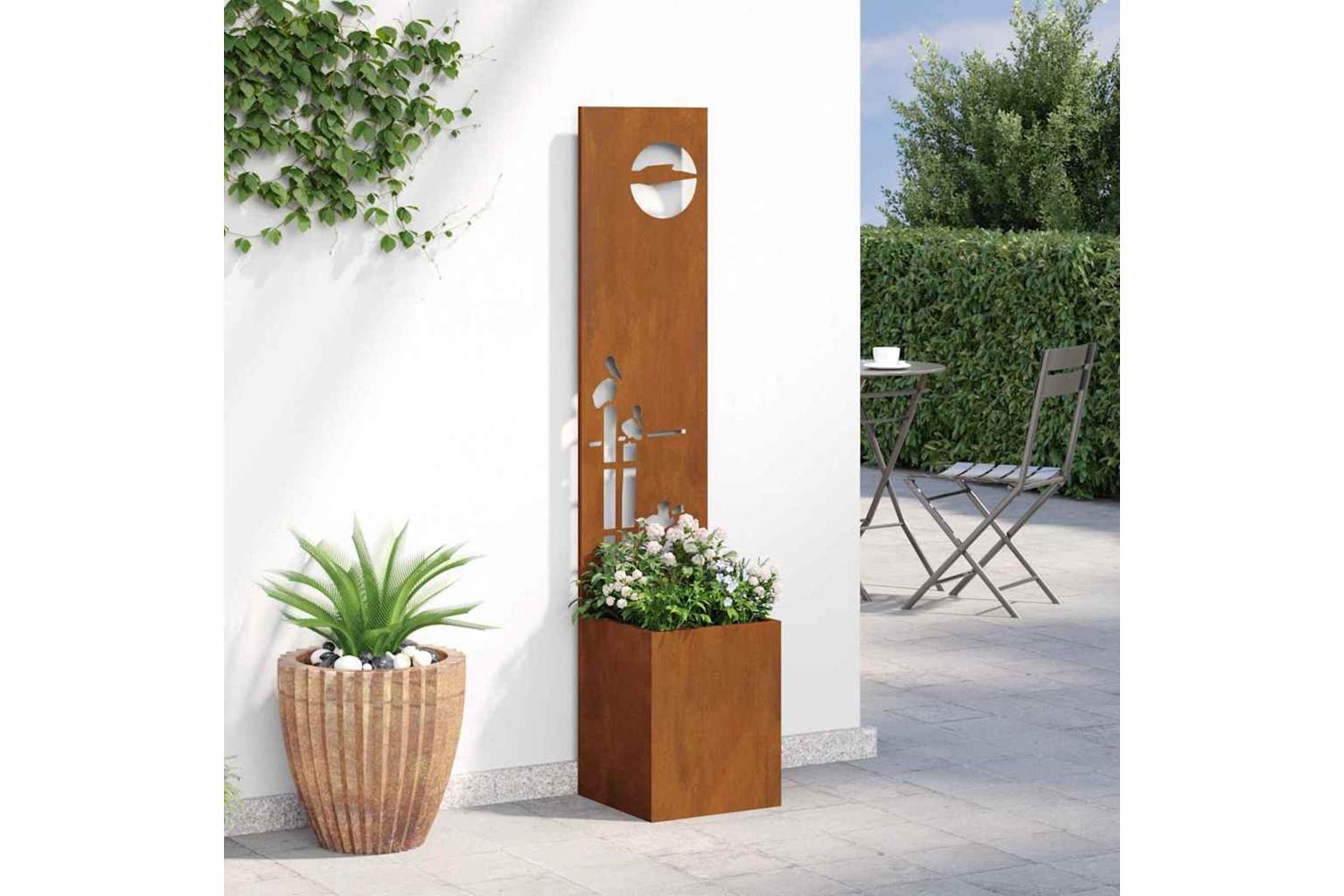 Garden Privacy Screen Rusty 32 X 140 Cm Weathering Steel-4