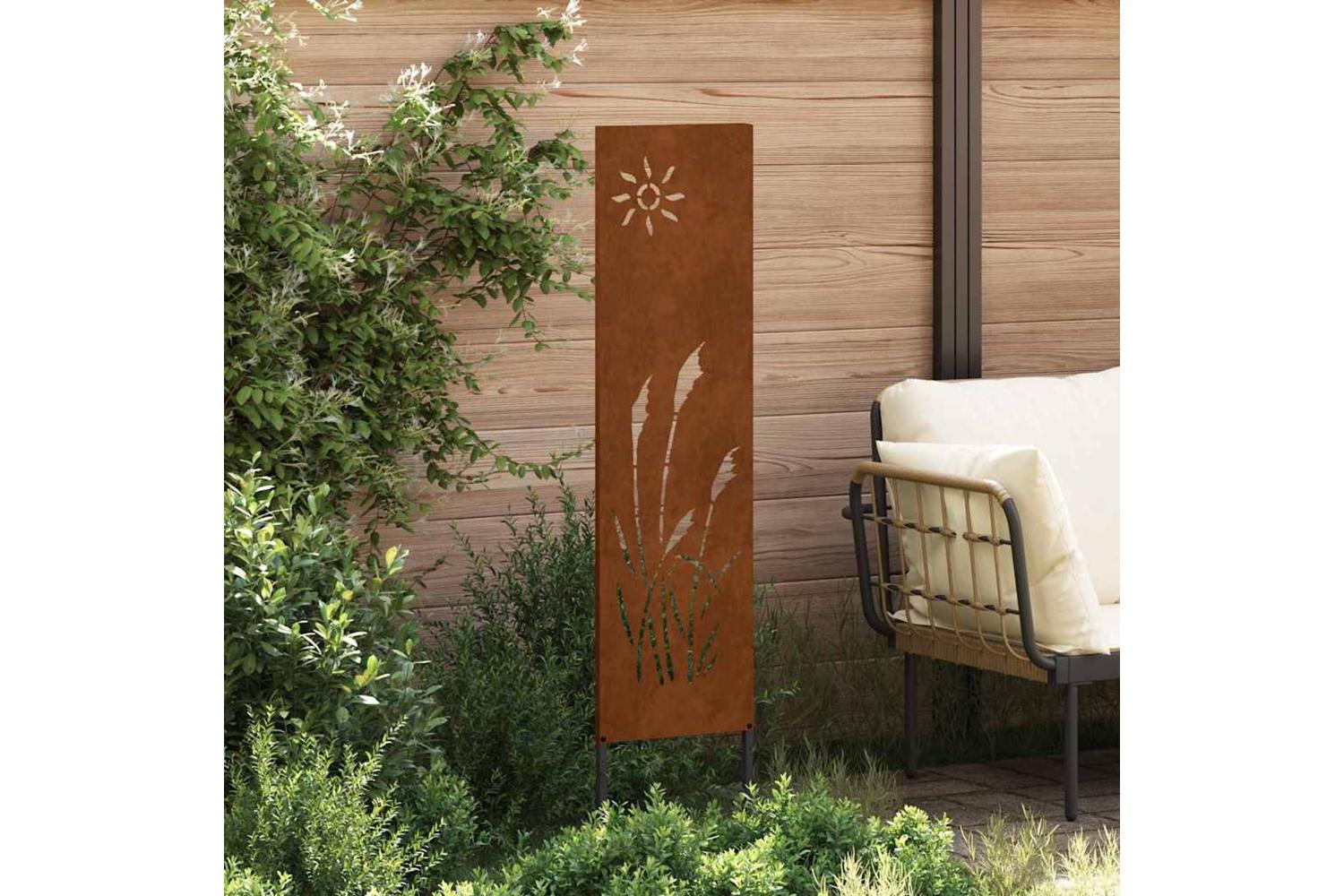 Garden Privacy Screen Rusty 32 X140cm Weathering Steel-3