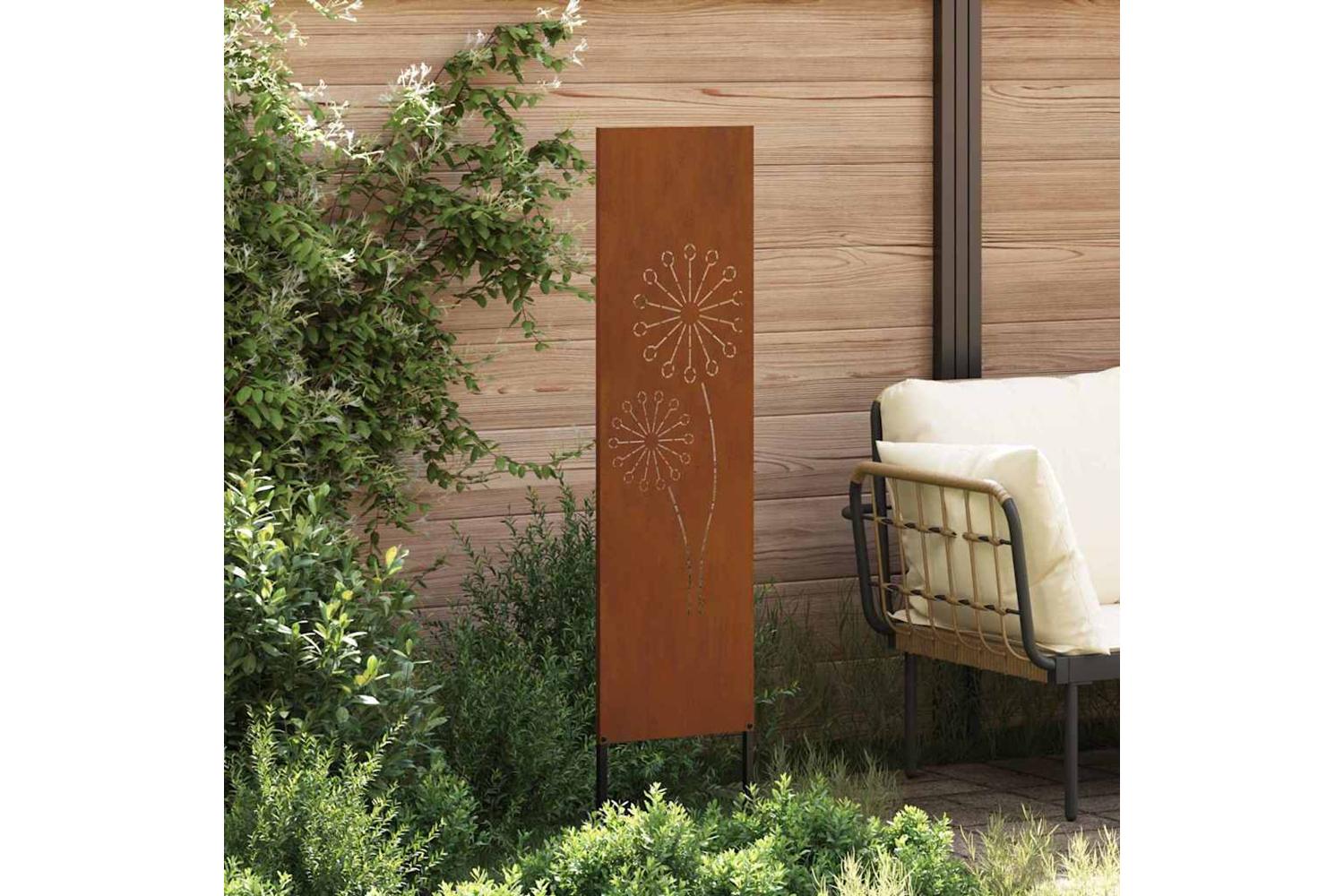Garden Privacy Screen Rusty 32 X140cm Weathering Steel-3