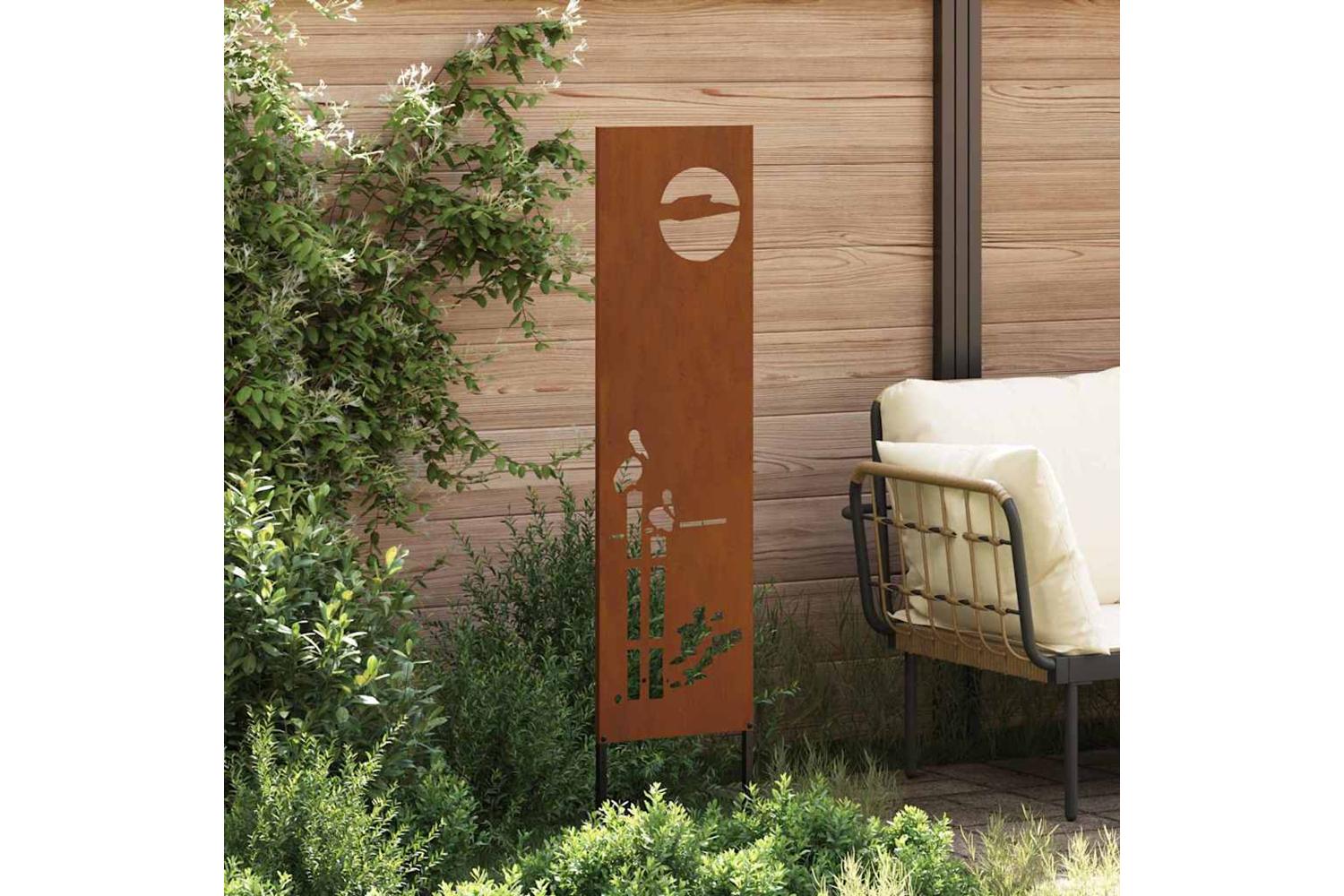 Garden Privacy Screen Rusty 32 X140cm Weathering Steel-3