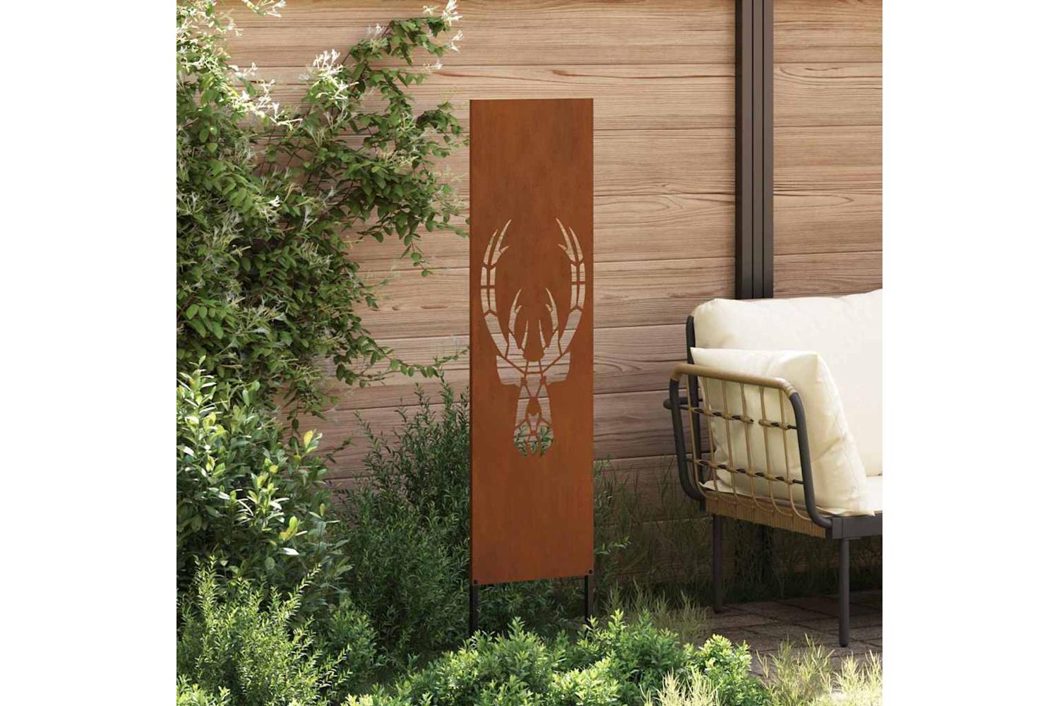 Garden Privacy Screen Rusty 32 X140cm Weathering Steel-3