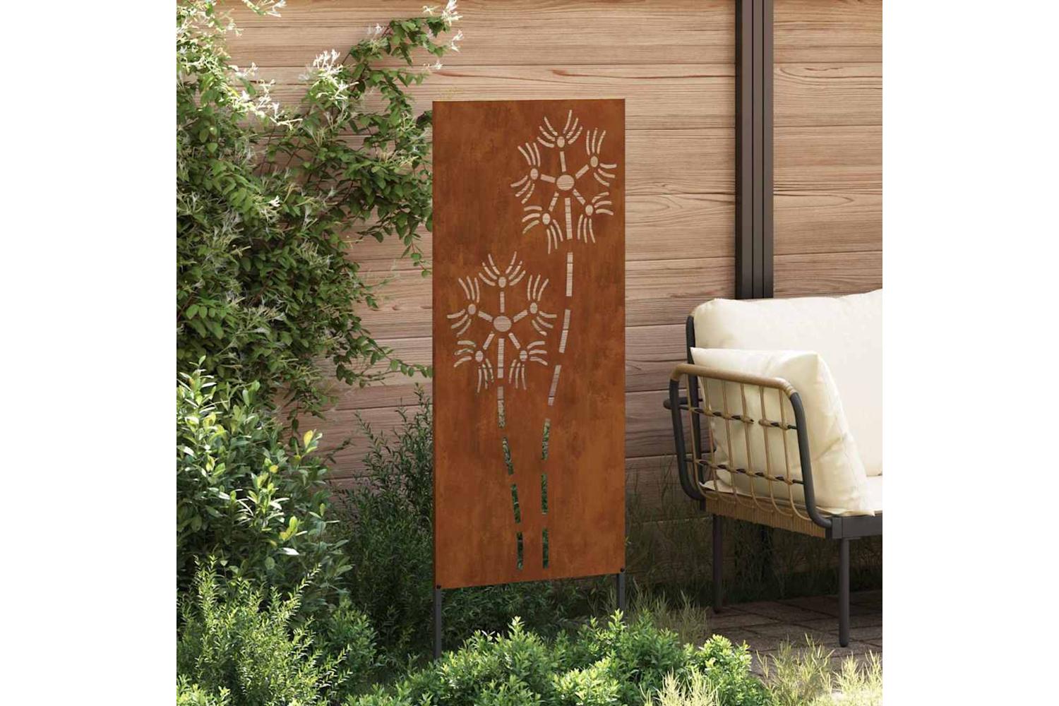 Garden Privacy Screen Rusty 50 X140cm Weathering Steel-3