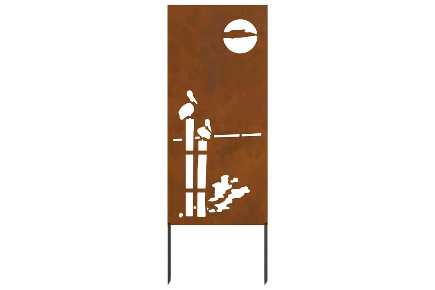 Garden Privacy Screen Rusty 50 X140cm Weathering Steel-4