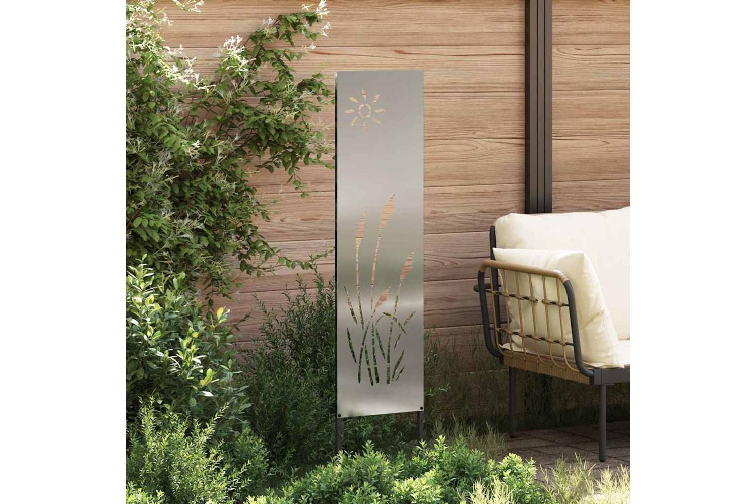 Garden Privacy Screen Silver 32 X140cm Galvanised Steel-3