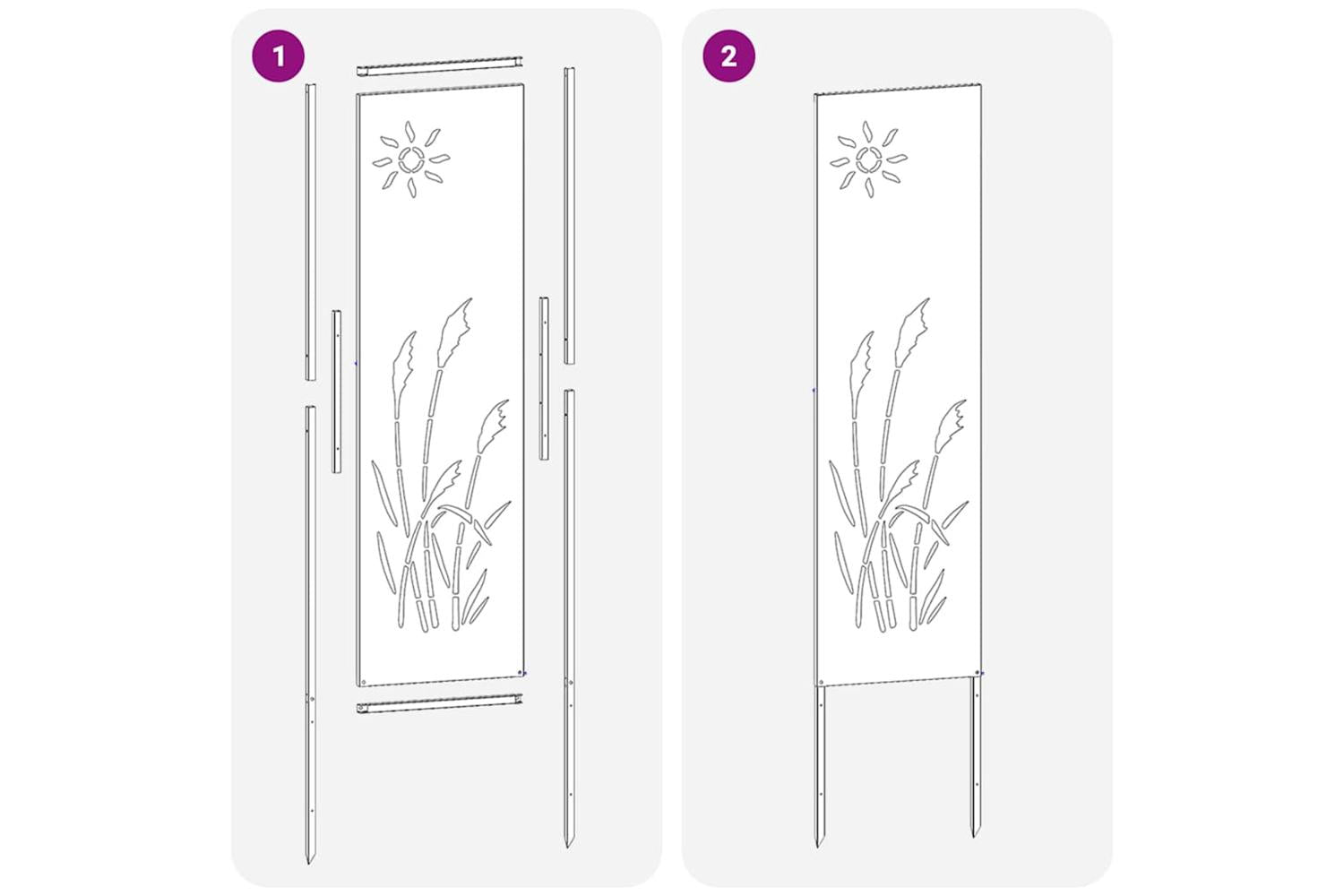 Garden Privacy Screen Silver 32 X140cm Galvanised Steel-10