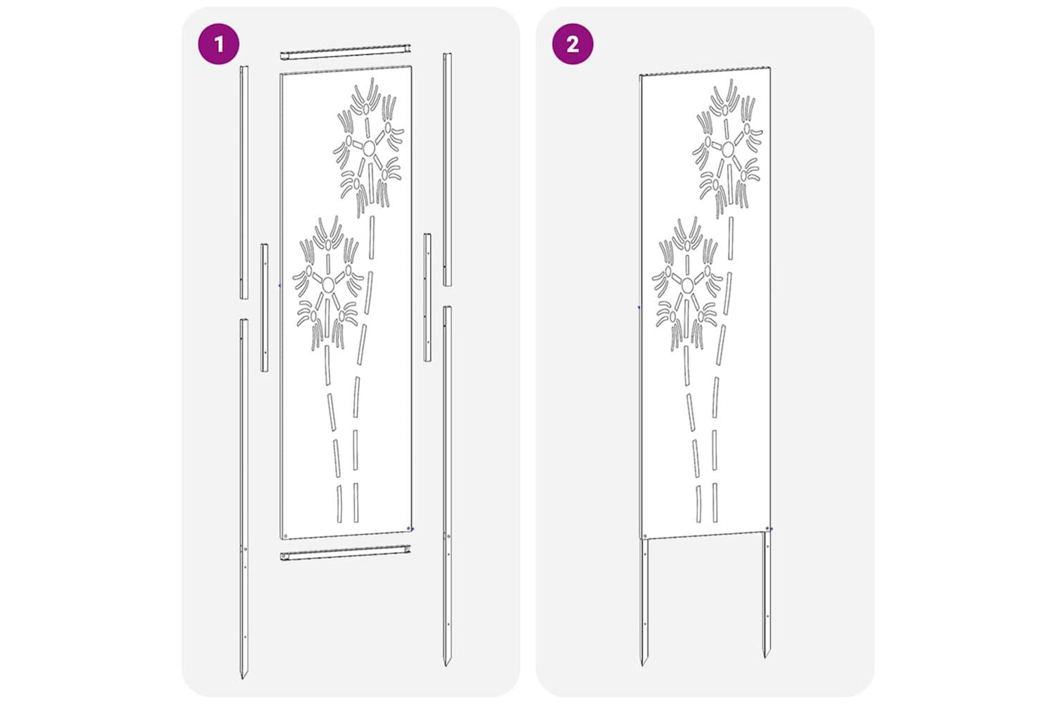 Garden Privacy Screen Silver 32 X140cm Galvanised Steel-9