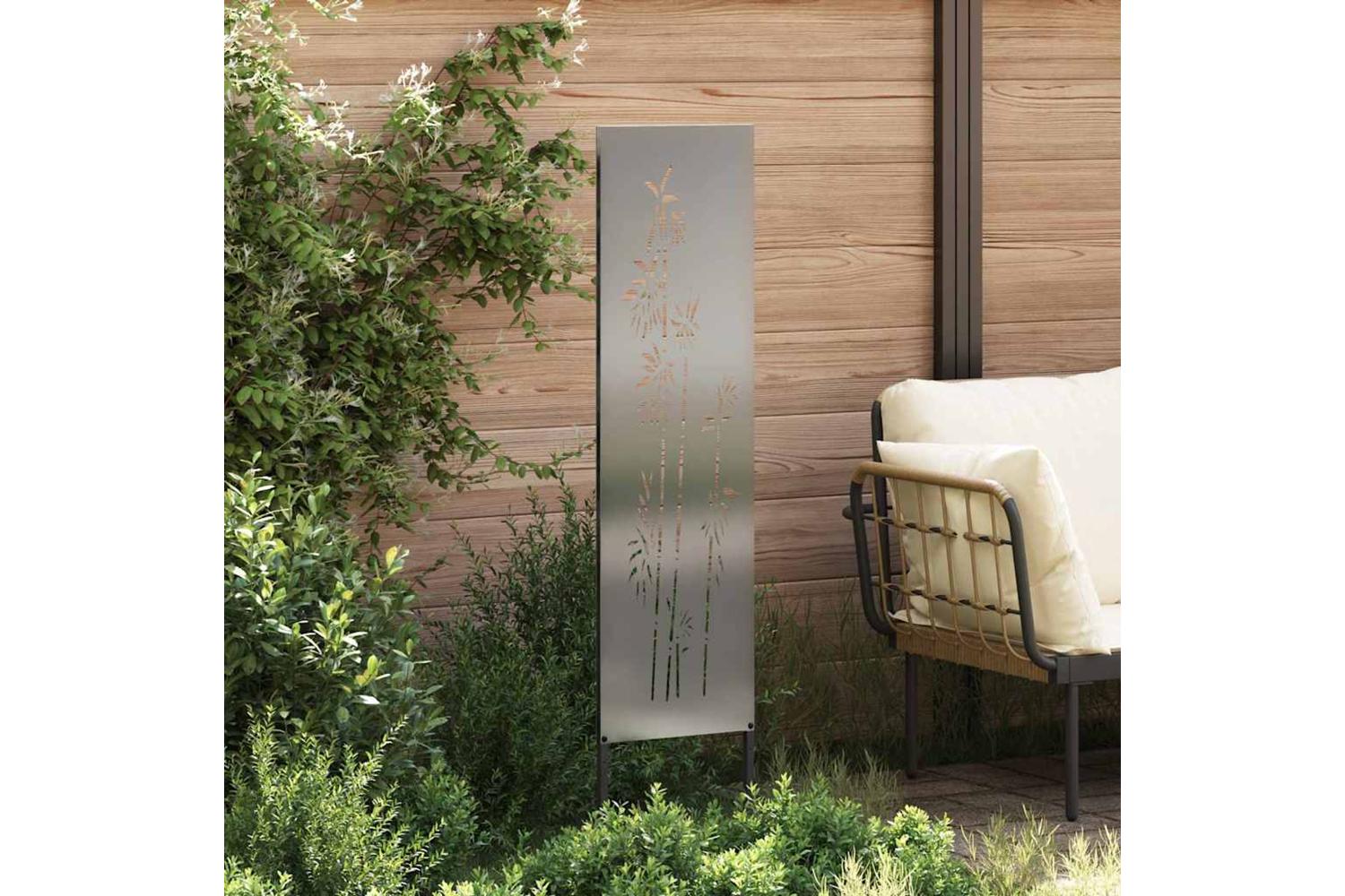 Garden Privacy Screen Silver 32 X140cm Galvanised Steel-3