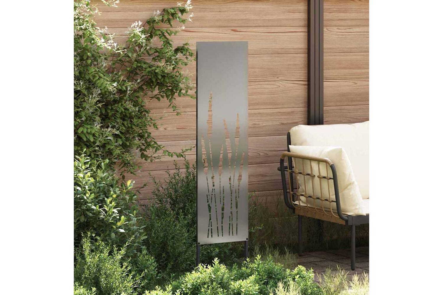 Garden Privacy Screen Silver 32 X140cm Galvanised Steel-3