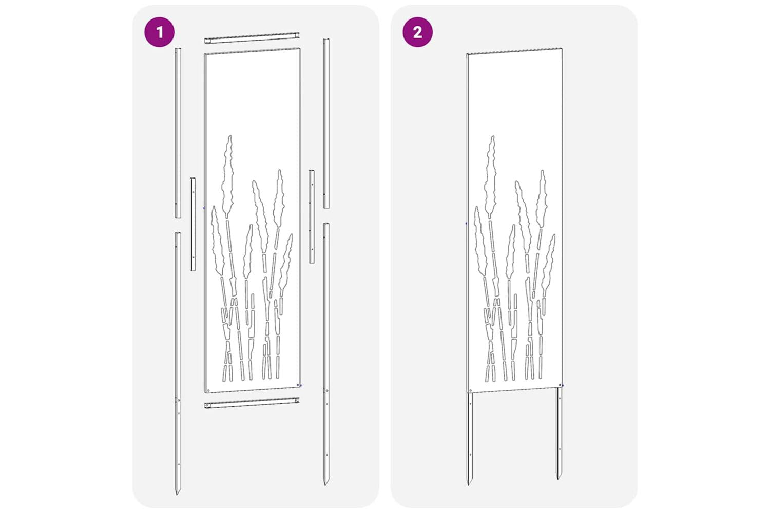 Garden Privacy Screen Silver 32 X140cm Galvanised Steel-9