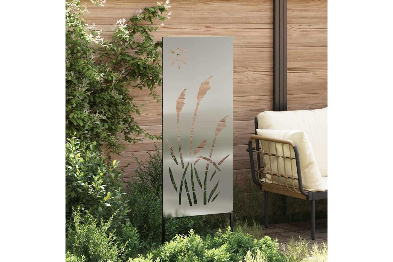 Garden Privacy Screen Silver 50 X140cm Galvanised Steel-3