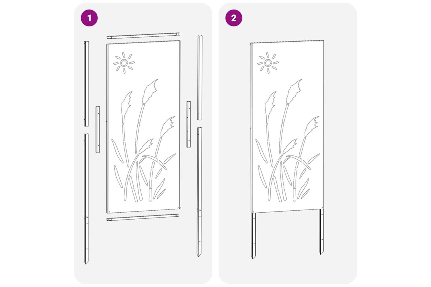 Garden Privacy Screen Silver 50 X140cm Galvanised Steel-9