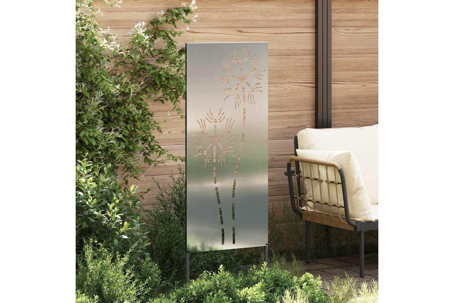 Garden Privacy Screen Silver 50 X140cm Galvanised Steel-3