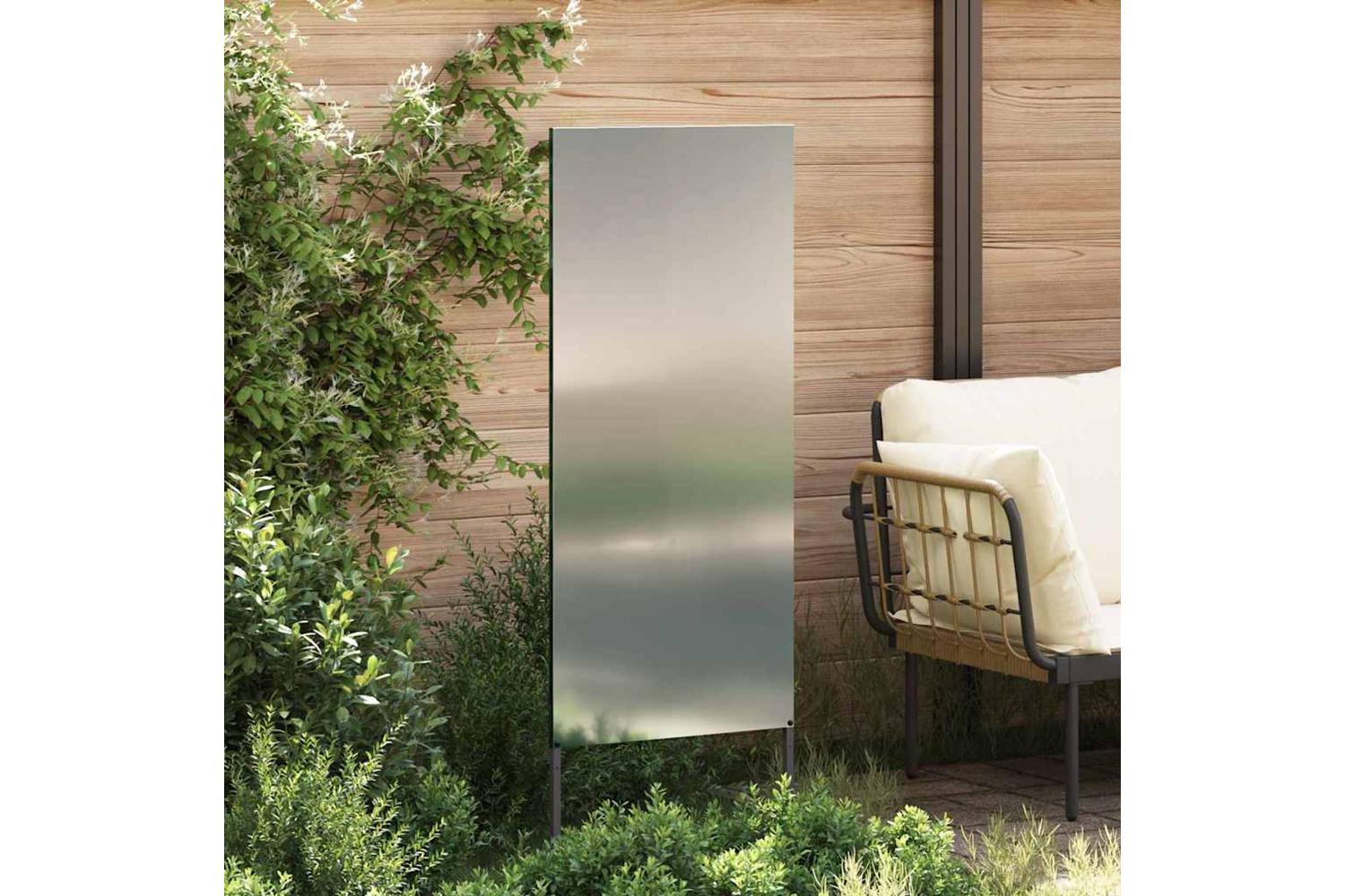 Garden Privacy Screen Silver 50 X140cm Galvanised Steel-3