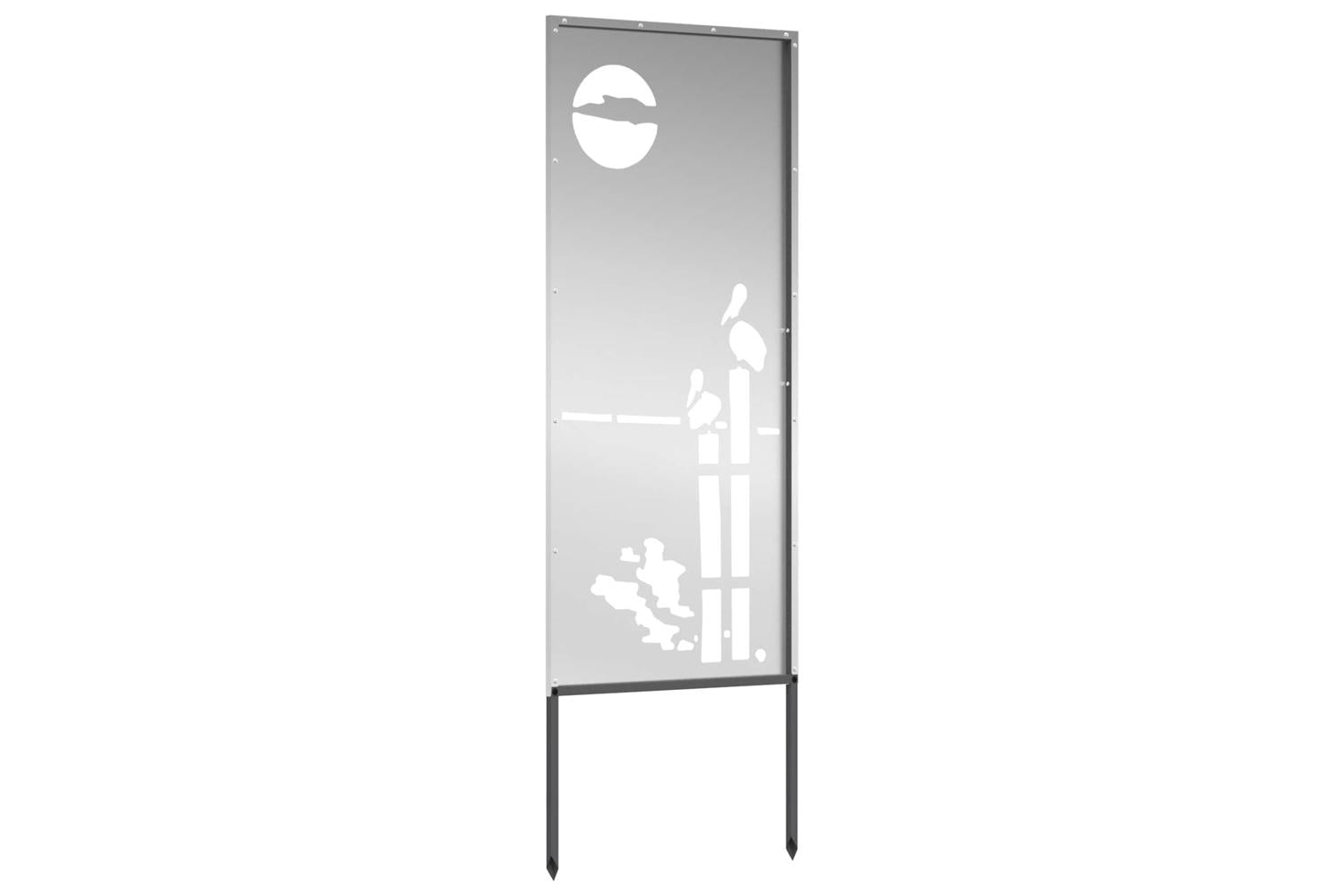 Garden Privacy Screen Silver 50 X140cm Galvanised Steel-5
