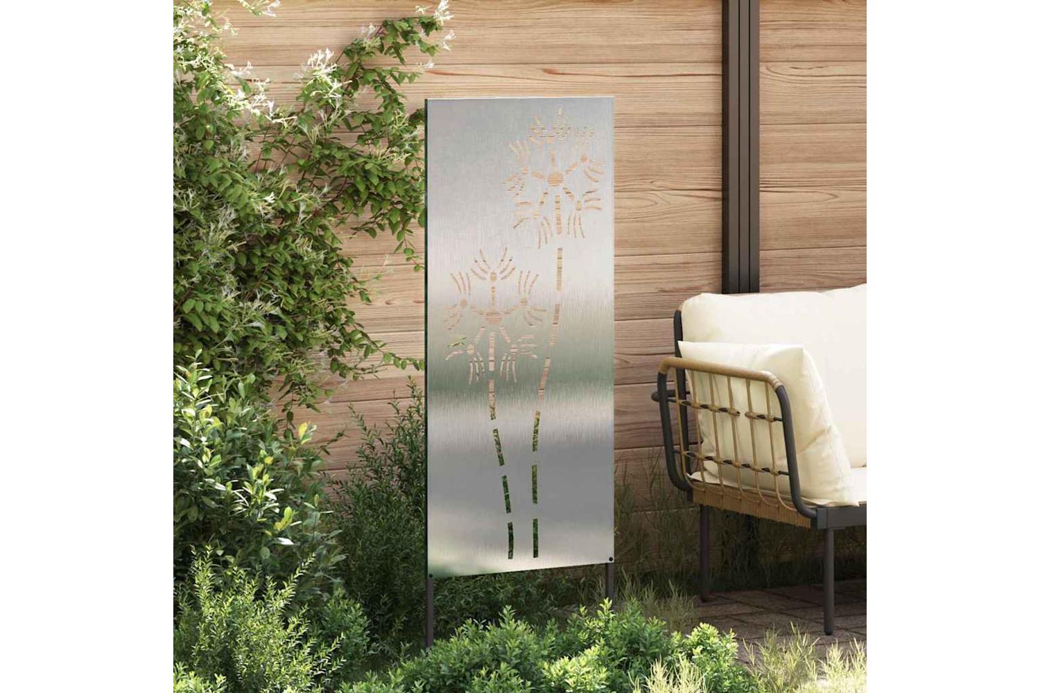 Garden Privacy Screen Silver 50 X140cm Stainless Steel-3