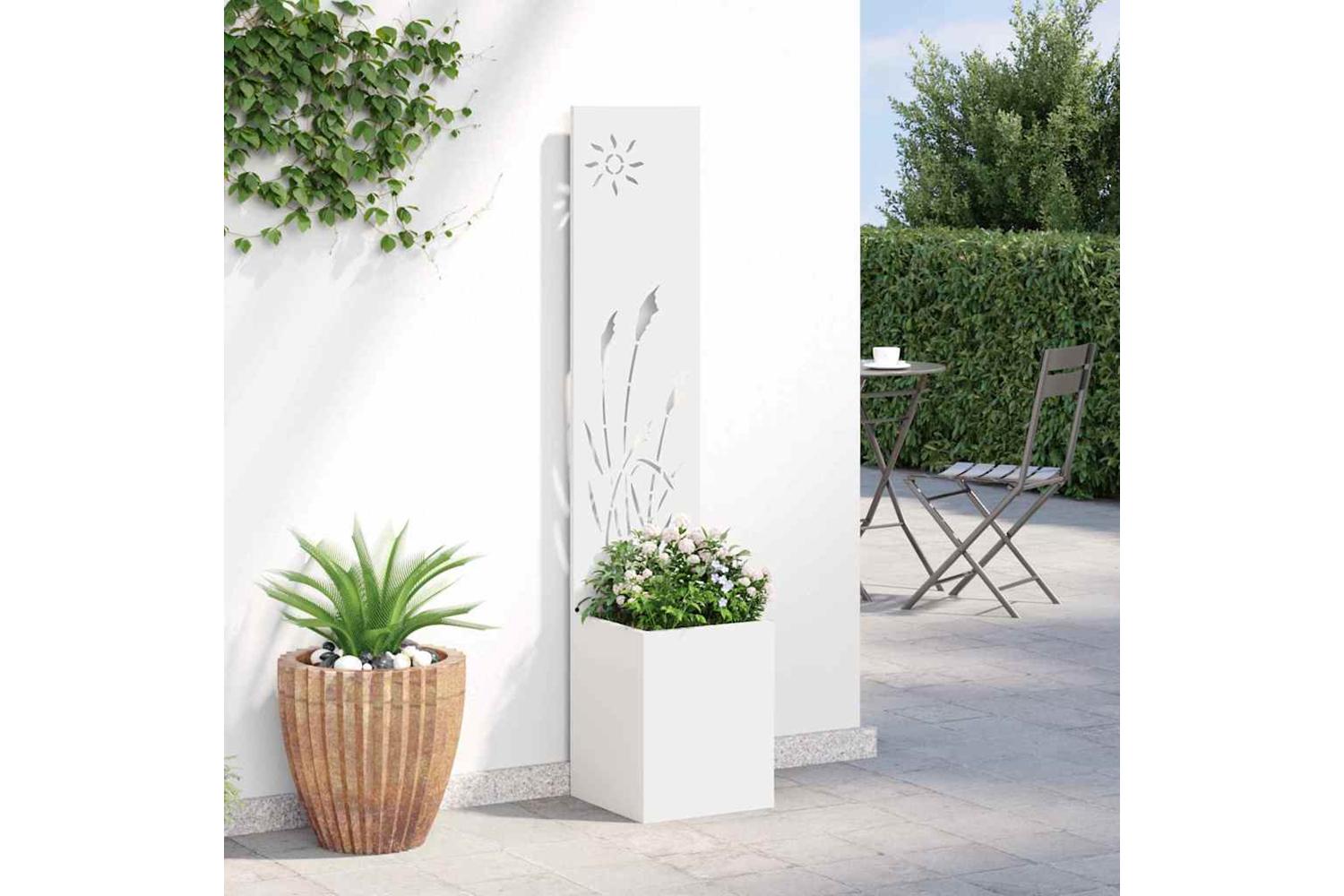 Garden Privacy Screen White 32 X 140 Cm Cold-rolled Steel-4