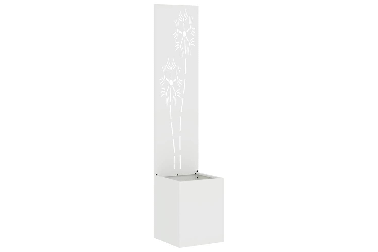 Garden Privacy Screen White 32 X 140 Cm Cold-rolled Steel