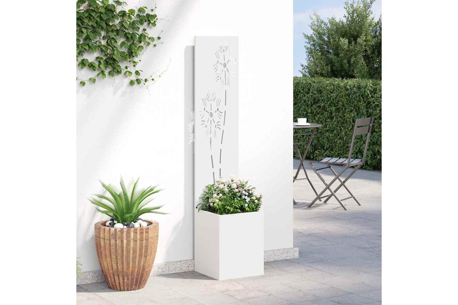 Garden Privacy Screen White 32 X 140 Cm Cold-rolled Steel-4