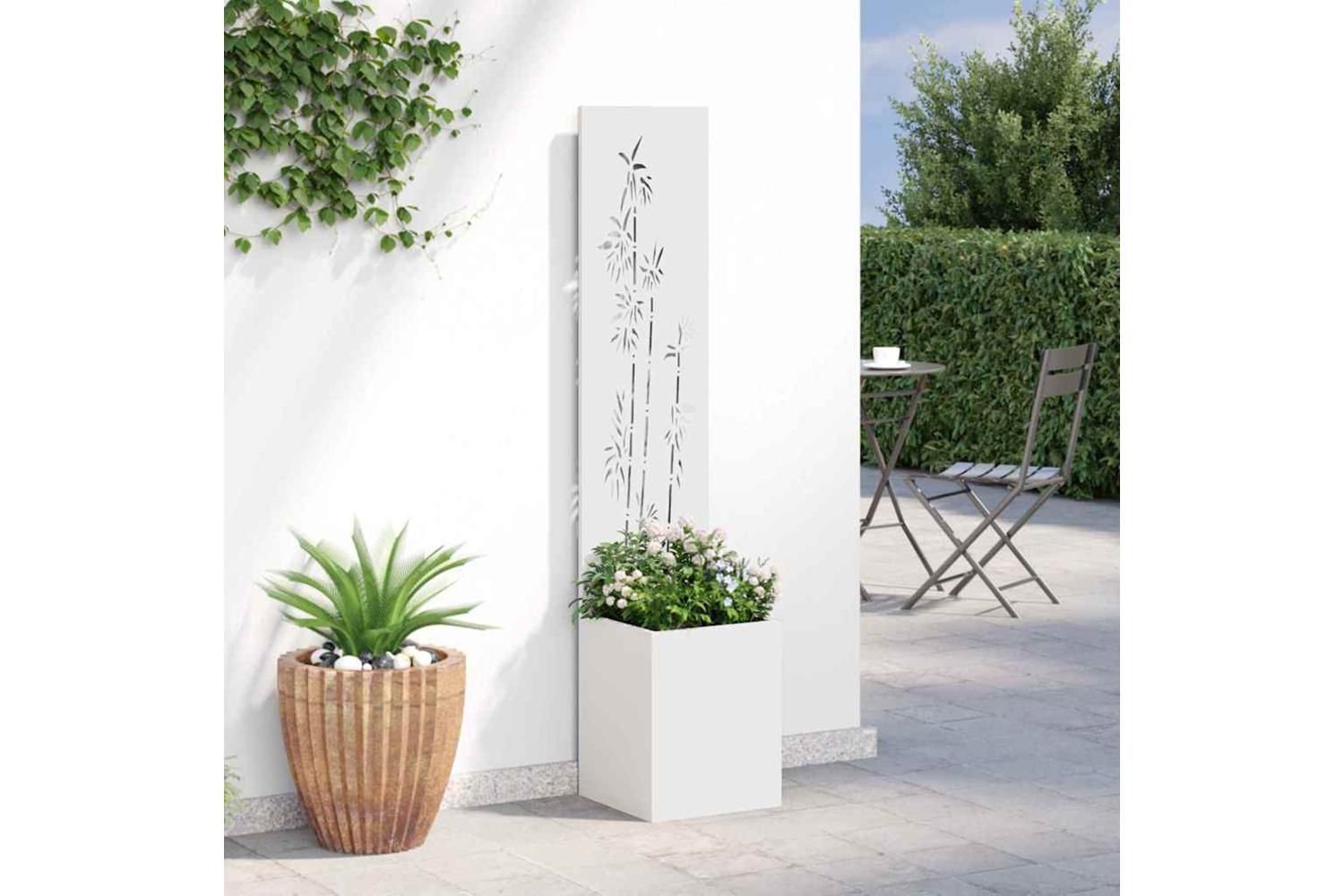Garden Privacy Screen White 32 X 140 Cm Cold-rolled Steel-4